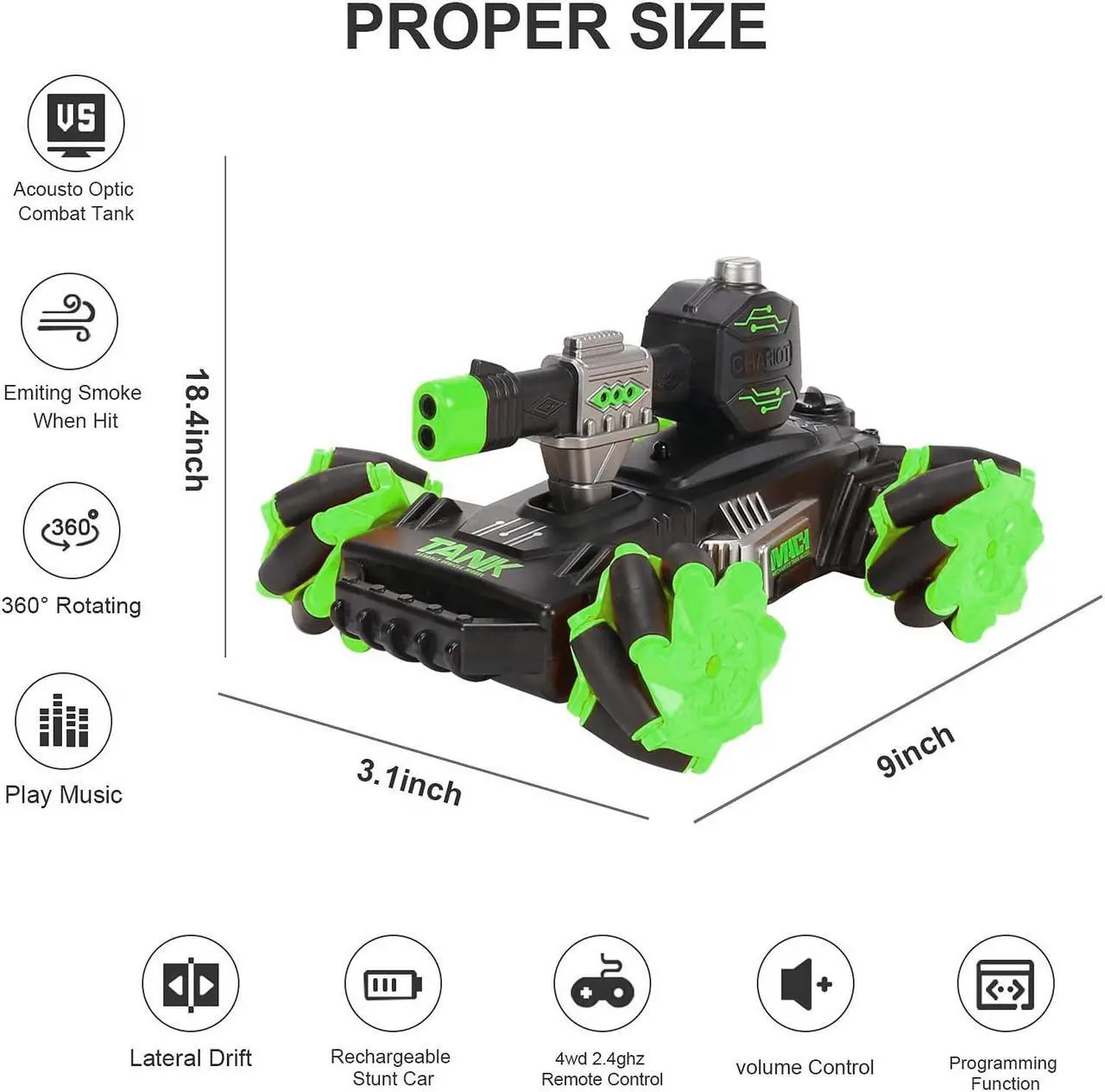Alt view image 5 of 6 - Contixo RC Car 1:24 Scale Crawler Trucks Toys 2.4 Ghz Infrared Battle Tank with Remote Control for Kids and Adults with Lights, lasers, and smoke effects 2 Pack SC6