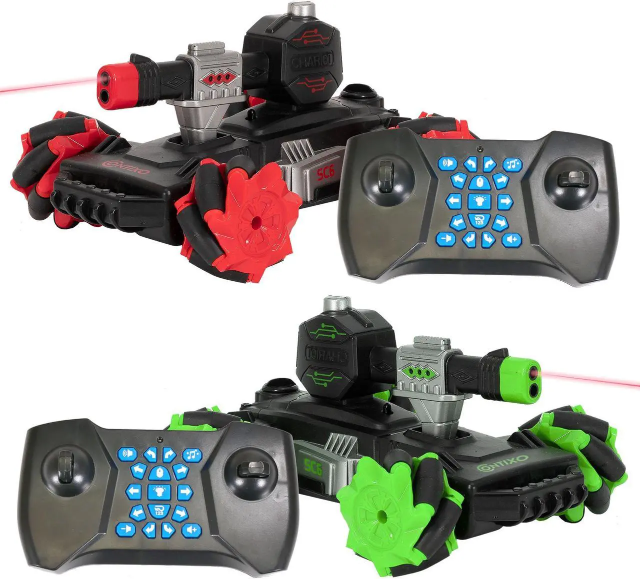 Main image of Contixo RC Car 1:24 Scale Crawler Trucks Toys 2.4 Ghz Infrared Battle Tank with Remote Control for Kids and Adults with Lights, lasers, and smoke effects 2 Pack SC6