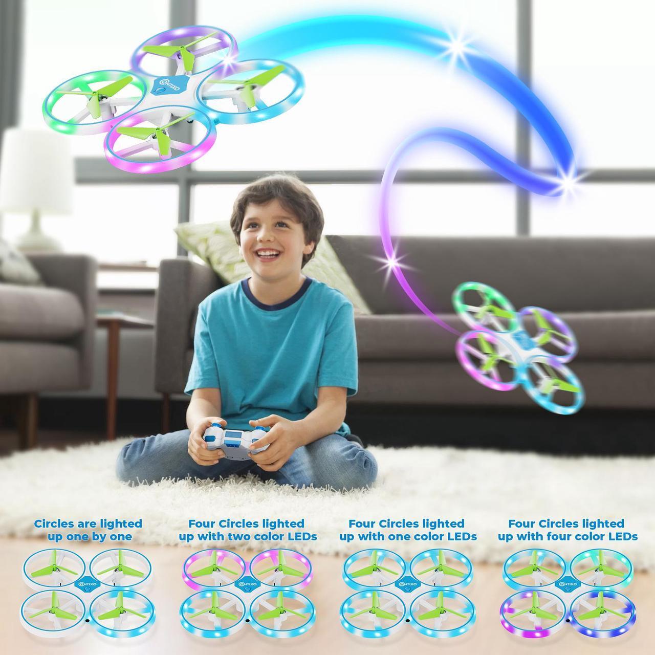 Alt view image 3 of 7 - Contixo TD1 Mini Drone for Beginners - LED Light, Quadcopter Indoor toy with Headless Mode, 3D Flip, Alt