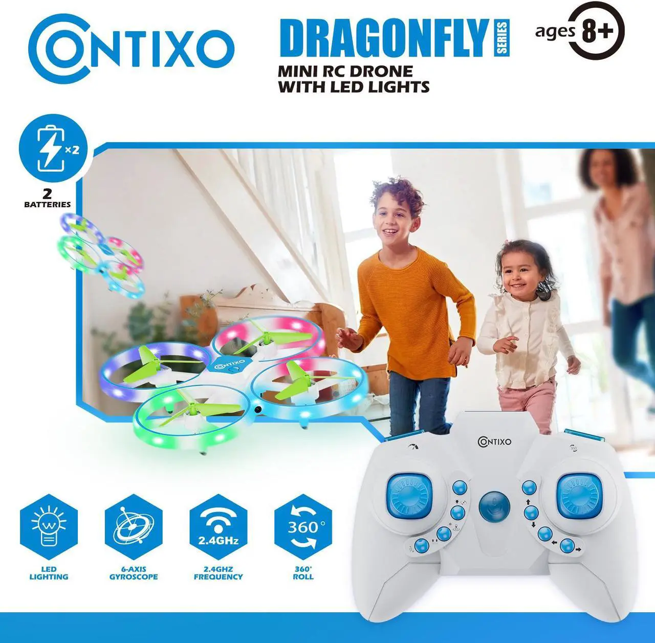 Alt view image 2 of 7 - Contixo TD1 Mini Drone for Beginners - LED Light, Quadcopter Indoor toy with Headless Mode, 3D Flip, Alt