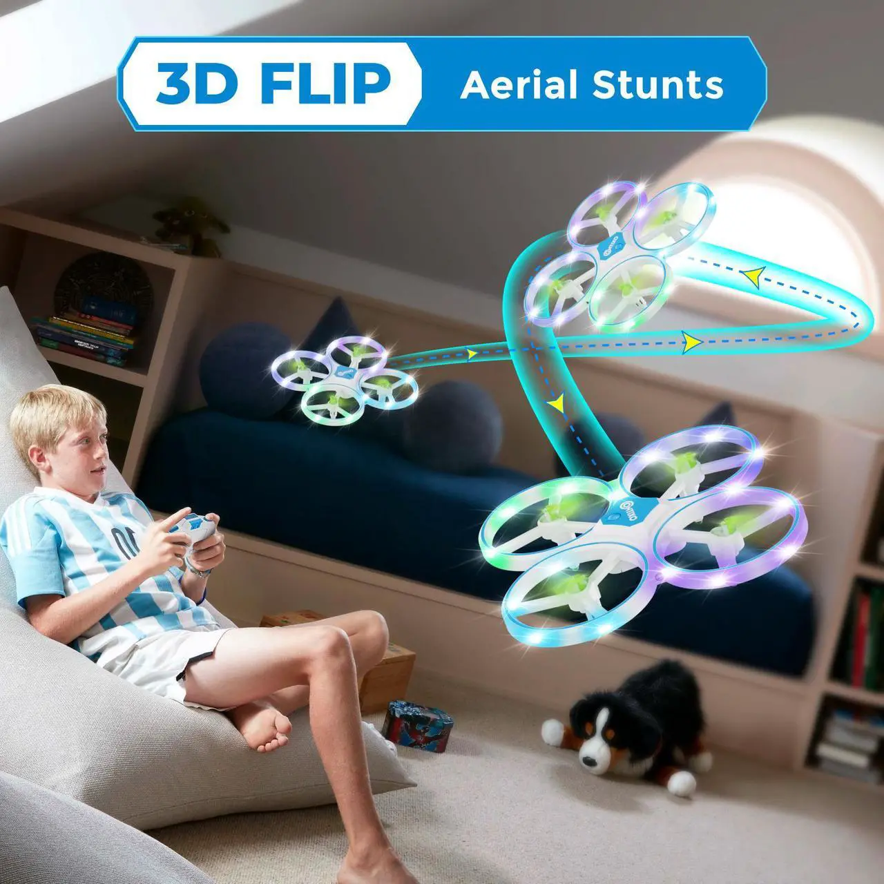 Alt view image 6 of 7 - Contixo TD1 Mini Drone for Beginners - LED Light, Quadcopter Indoor toy with Headless Mode, 3D Flip, Alt