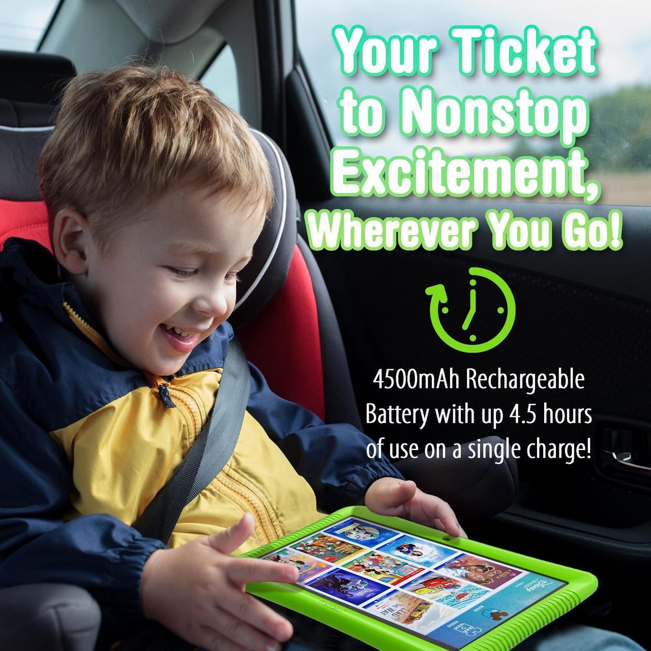 Alt view image 6 of 7 - Contixo Kids Tablet K102, 10" HD, Parental Control, Android 10, 64GB, WiFi, Learning Tablet with Camera for Children Ages 3 -12 with 80 Disney eBooks and Kid-Proof Case, Green 2023