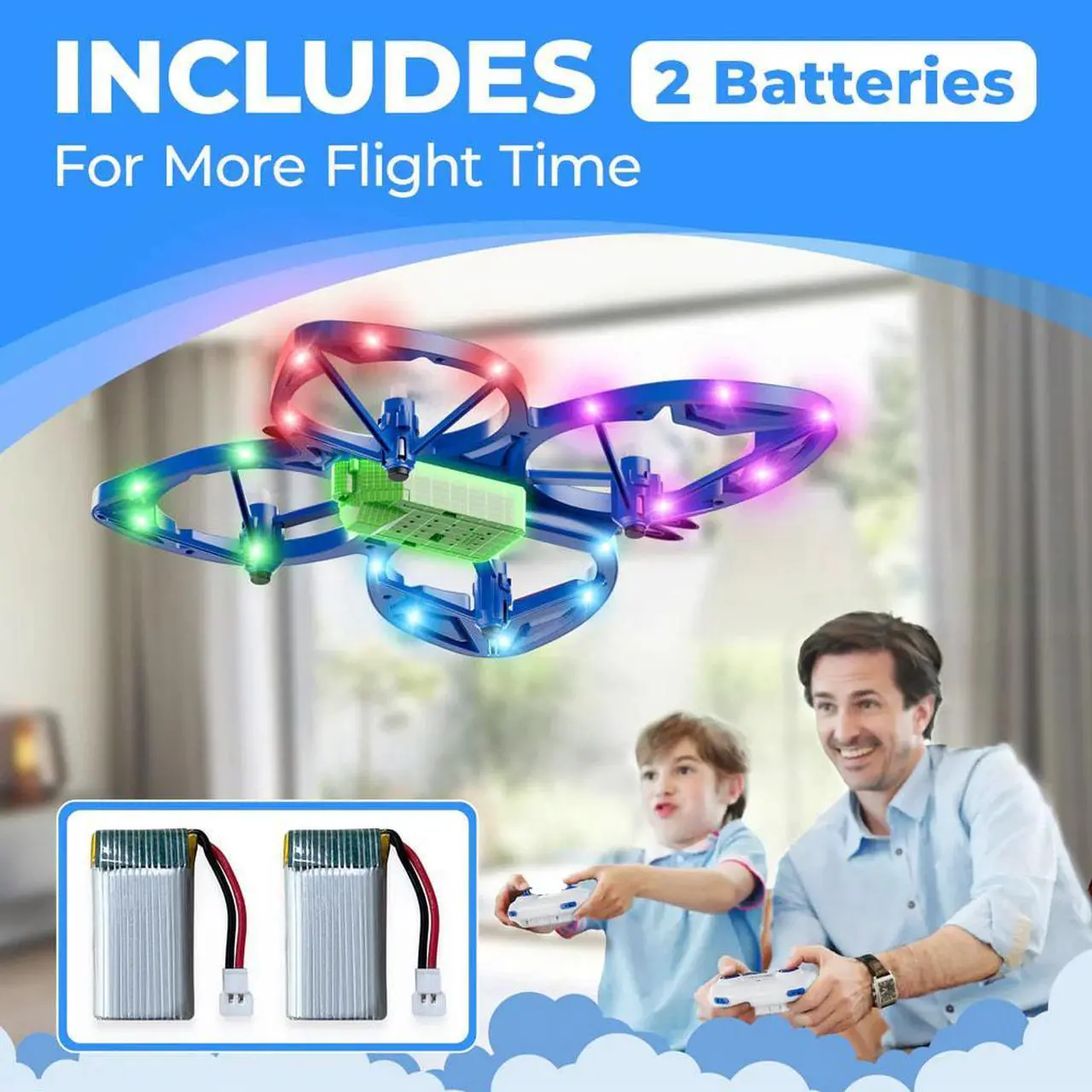 Alt view image 5 of 7 - Contixo TD2 Butterfly RC Drone Quadcopter with Remote Control and LED Lights features 3D Flip, 3 Speed Modes Drone, Headless Mode, Safe Toys Propeller Protection for Kids