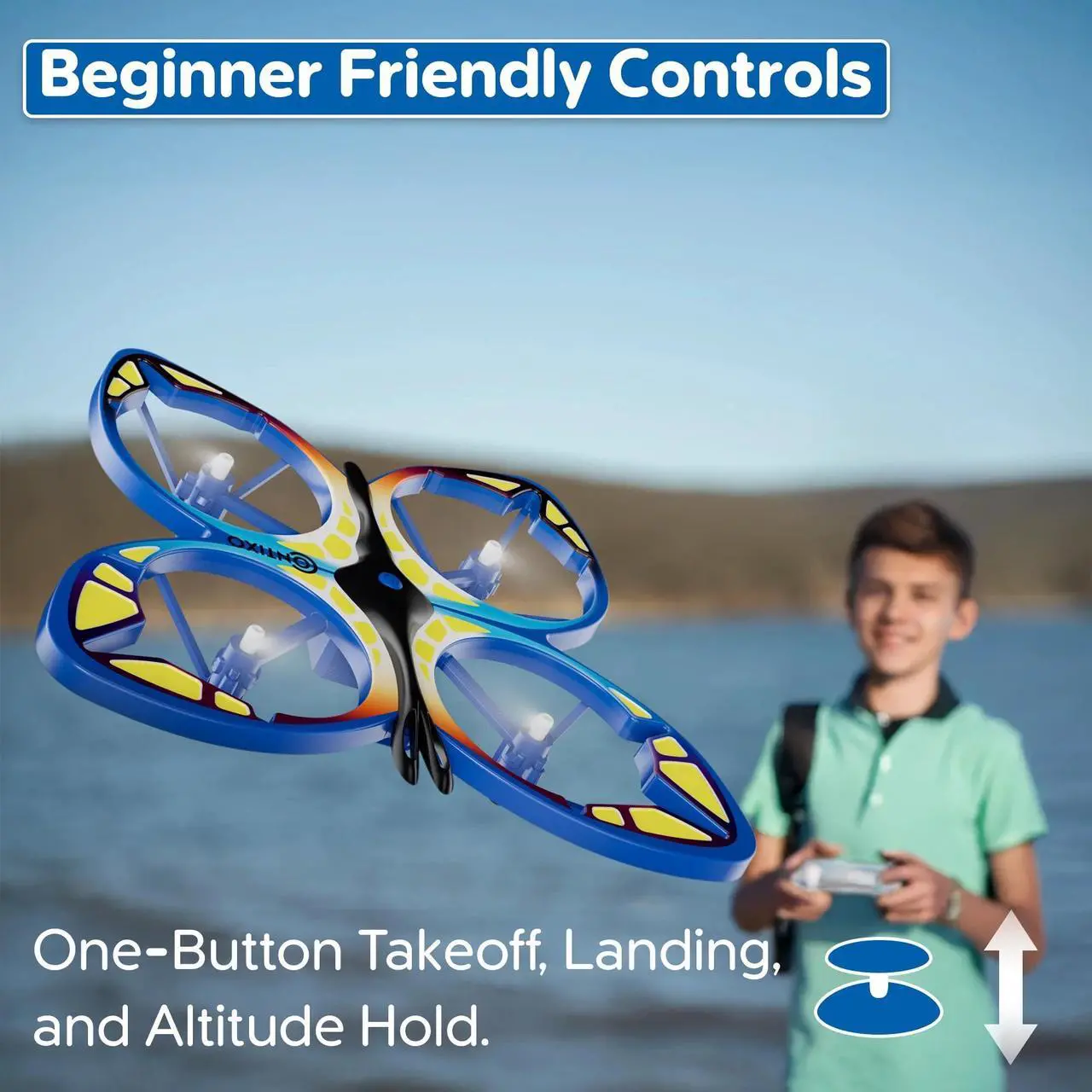 Alt view image 6 of 7 - Contixo TD2 Butterfly RC Drone Quadcopter with Remote Control and LED Lights features 3D Flip, 3 Speed Modes Drone, Headless Mode, Safe Toys Propeller Protection for Kids