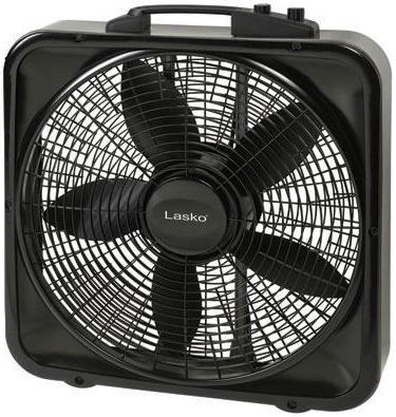 Alt view image 9 of 15 - Lasko 20" Weather-Shield Select Box Fan with Thermostat - 20" Diameter - 3 Speed - Carrying Handle, Thermostat, Anti-slip Feet - 22.5" Height x 4.5" Width - Black