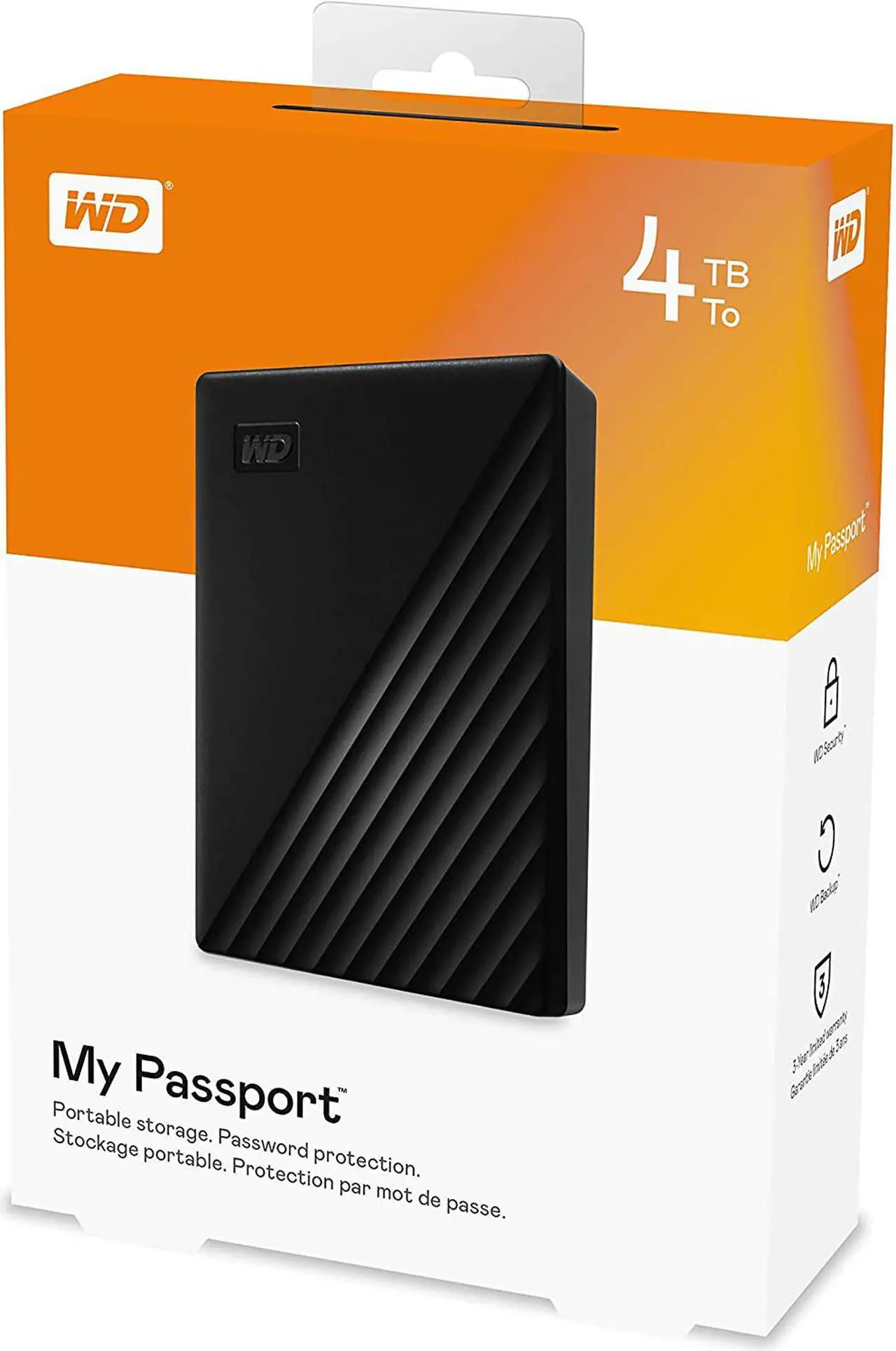 Alt view image 2 of 7 - WD My Passport Portable External 4TB Hard Drive (WDBPKJ0040BBK)