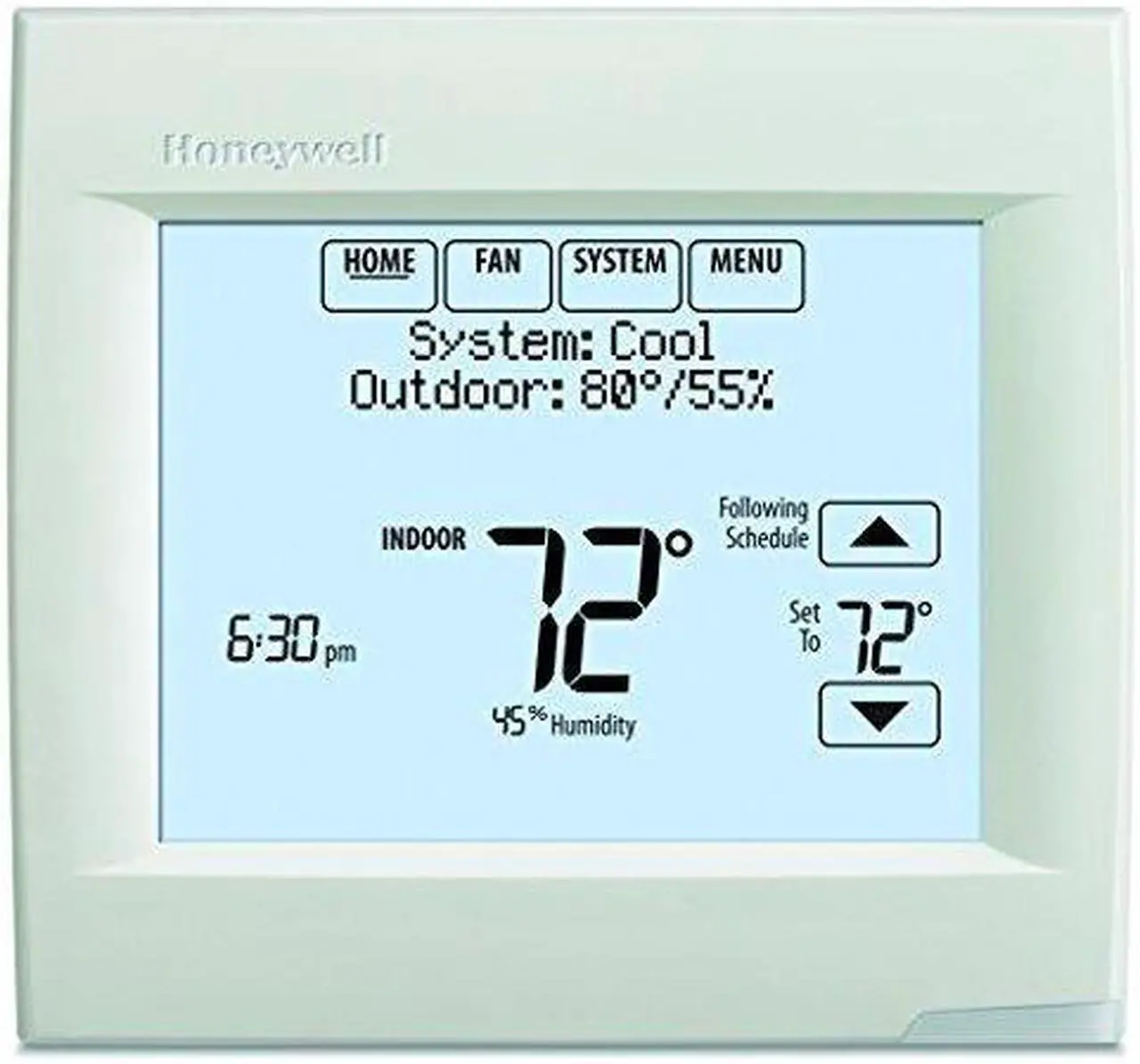 Alt view image 3 of 14 - Honeywell TH8110R1008 VisionPRO 8000 Arctic White Touch Screen Programmable Thermostat, 18 To 30 VAC/750 mV