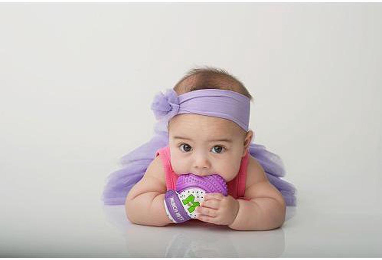 Alt view image 3 of 3 - Munch Mitt Baby Teething Mitten - Purple MM02P