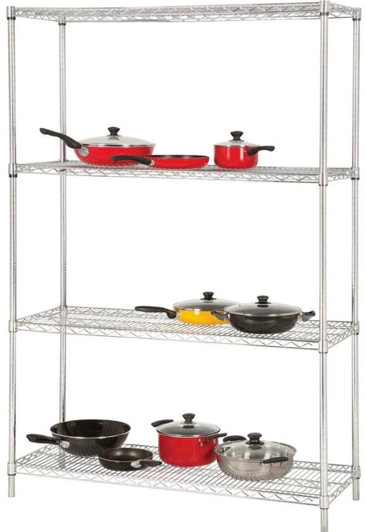 Alt view image 2 of 10 - Industrial Wire Shelving,Starter Kit,4 Shelf/Post,48"x18",CE