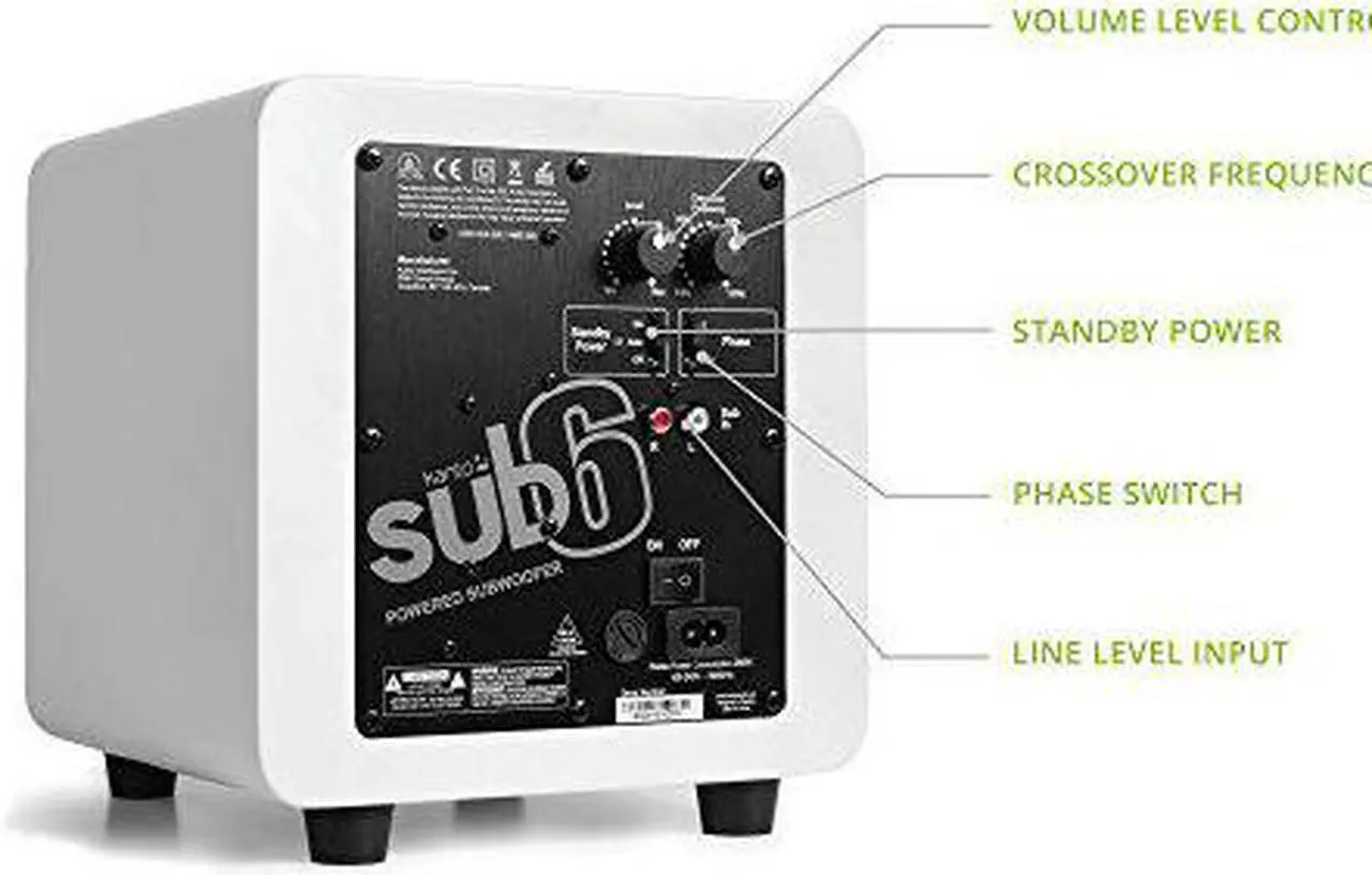 Alt view image 10 of 11 - Kanto SUB6 6-inch Powered Subwoofer, Gloss White