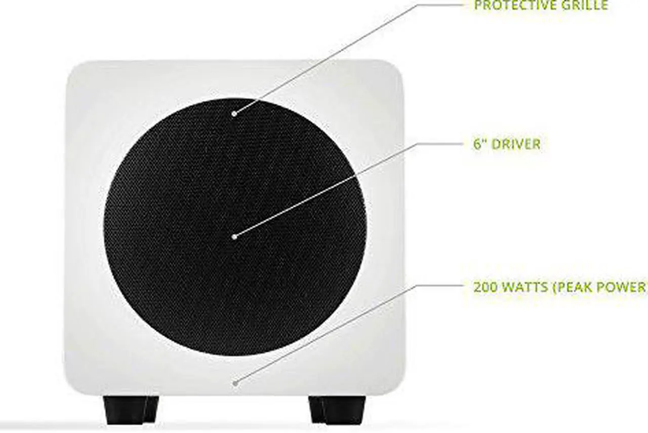 Alt view image 11 of 11 - Kanto SUB6 6-inch Powered Subwoofer, Gloss White