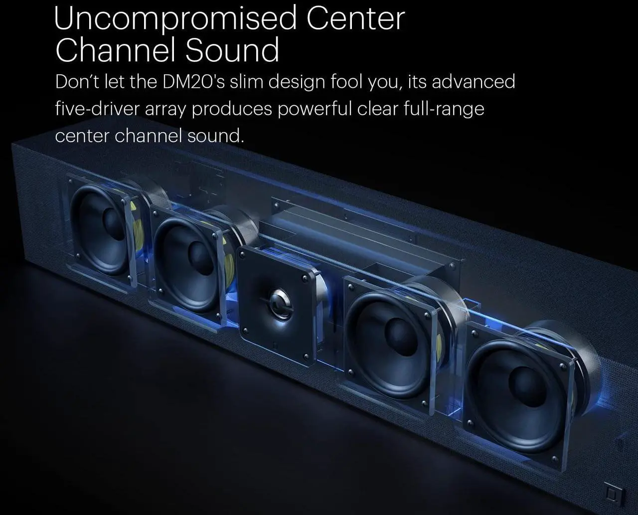Alt view image 6 of 7 - Definitive Technology Dymension DM20 Slim Center Channel Speaker, 5-Driver Array - (4) 4" Midrange Woofers & (1) 1" Tweeter, for Dymension Series Home Speakers, Immersive Home Theater Audio, Black