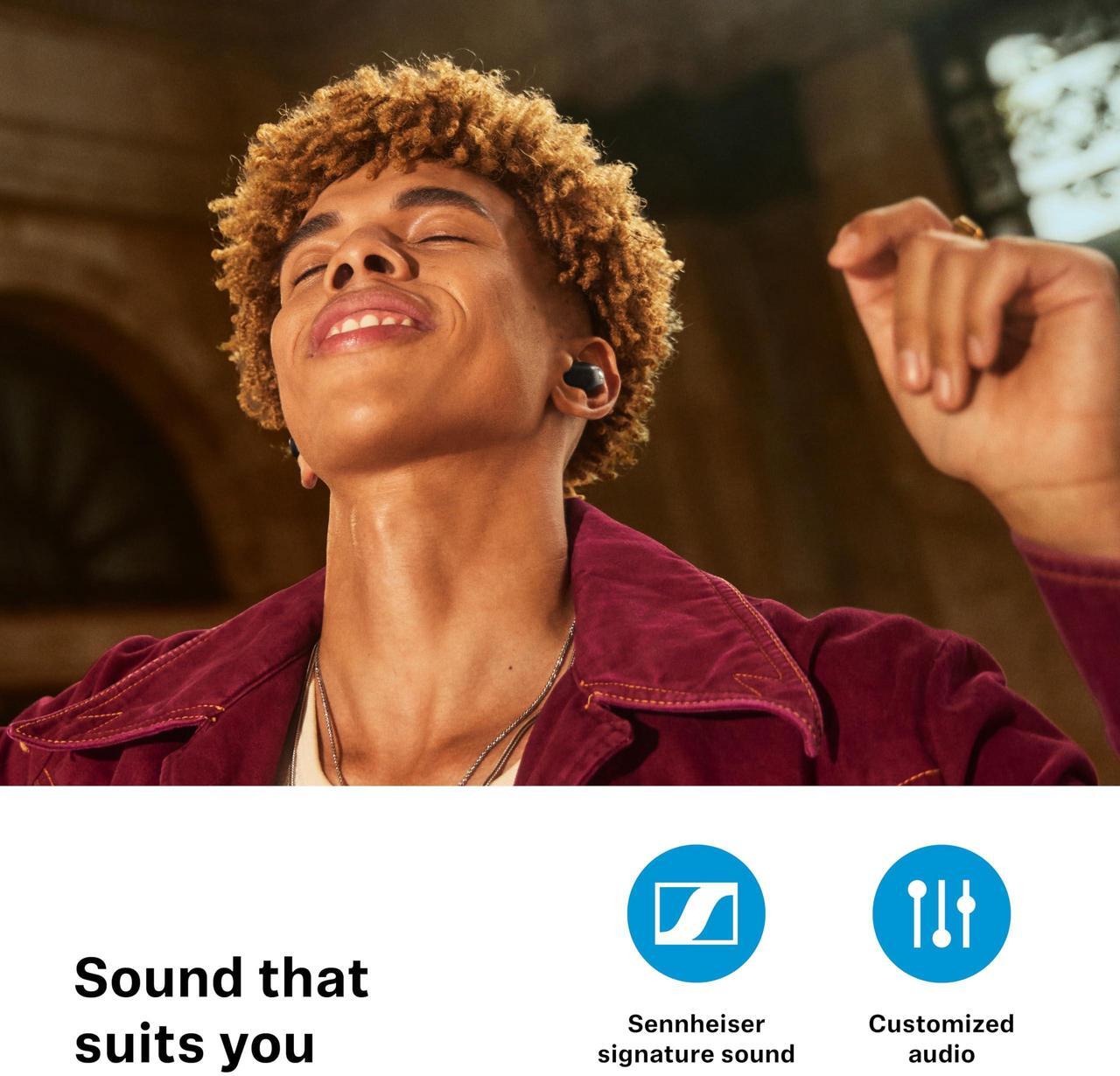 Alt view image 3 of 7 - Sennheiser ACCENTUM True Wireless Earbuds - Crystal-Clear Sound with Hybrid ANC  Ergonomic Design  28-Hour Battery Life  Touch Interface and Dual Mic Call Quality - Black