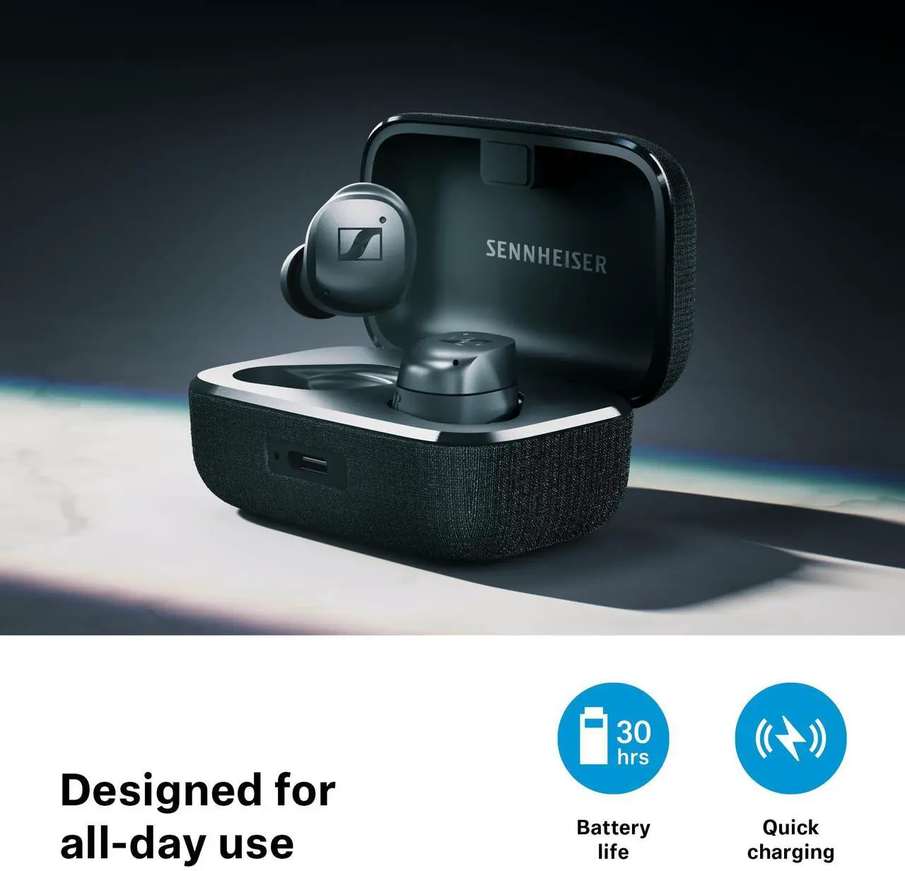 Alt view image 11 of 13 - Sennheiser MOMENTUM True Wireless 4 Earbuds Black MTW4