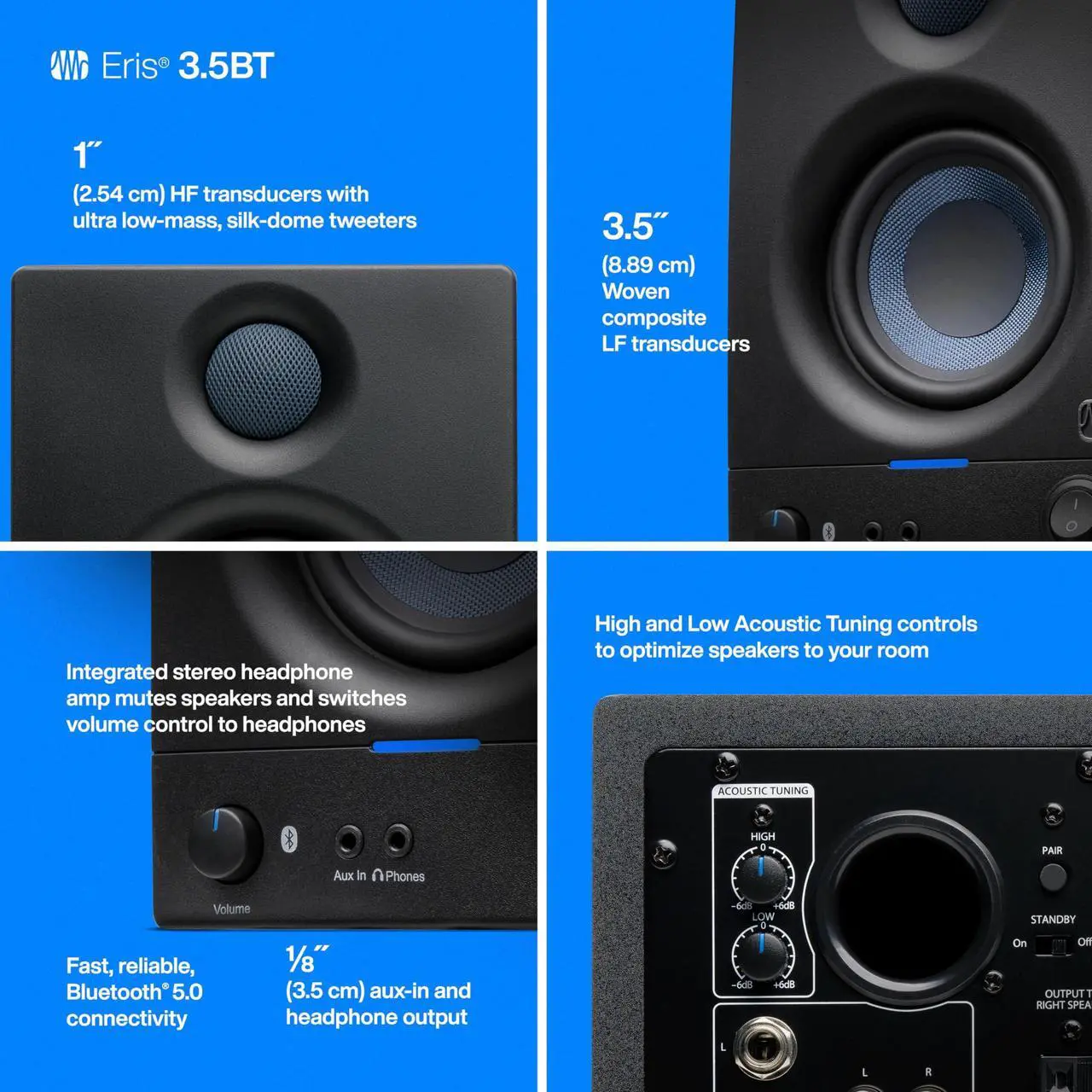 Alt view image 20 of 20 - PreSonus Eris 3.5BT 3.5-Inch Media Reference Monitor with Bluetooth Connectivity
