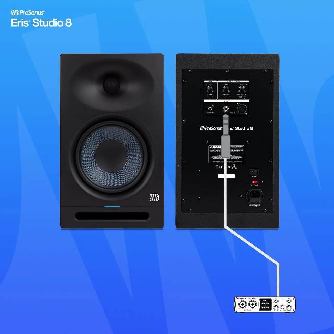 Alt view image 19 of 20 - Presonus Eris Studio 8 8-inch Active Studio Monitor with EBM Waveguide