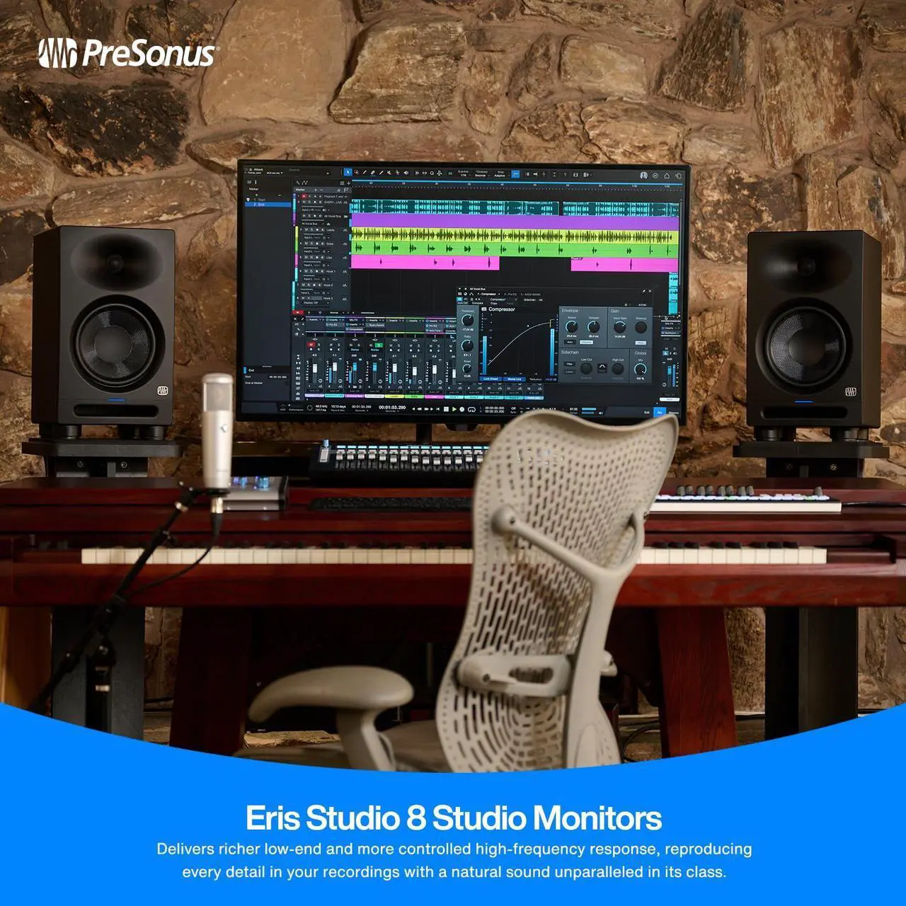 Alt view image 18 of 20 - Presonus Eris Studio 8 8-inch Active Studio Monitor with EBM Waveguide