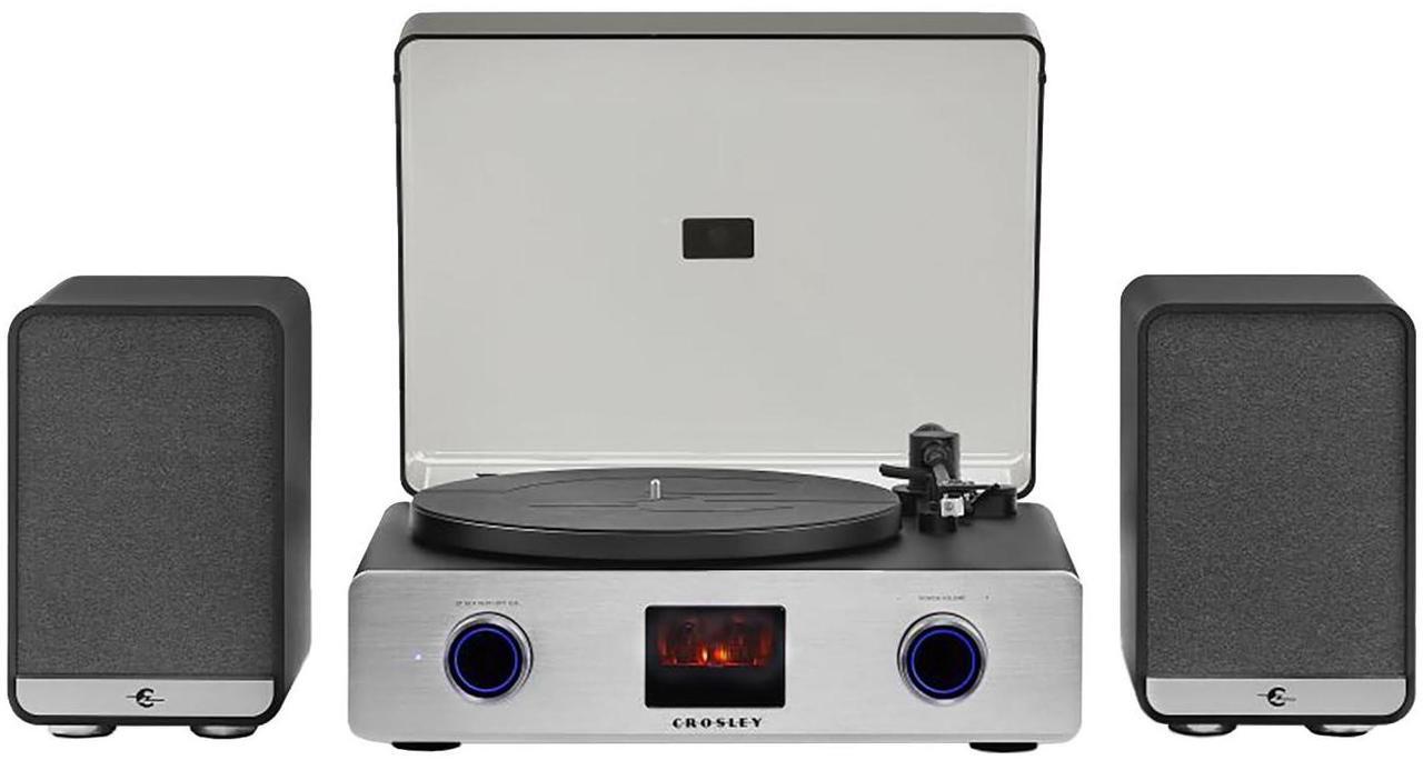 Main image of Crosley C92A-BK Belt-Drive Bluetooth Record Player Turntable with Speakers, Vacuum Tube Preamp, and Moving Magnet Audio-Technica Cartridge, Black