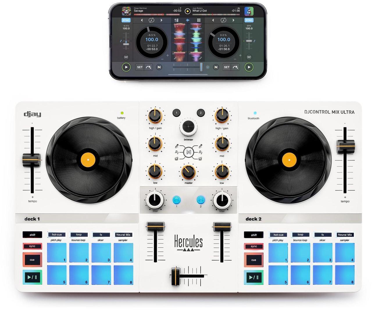 Alt view image 8 of 14 - Hercules DJControl Mix Ultra DJ Controller with Protective Cover