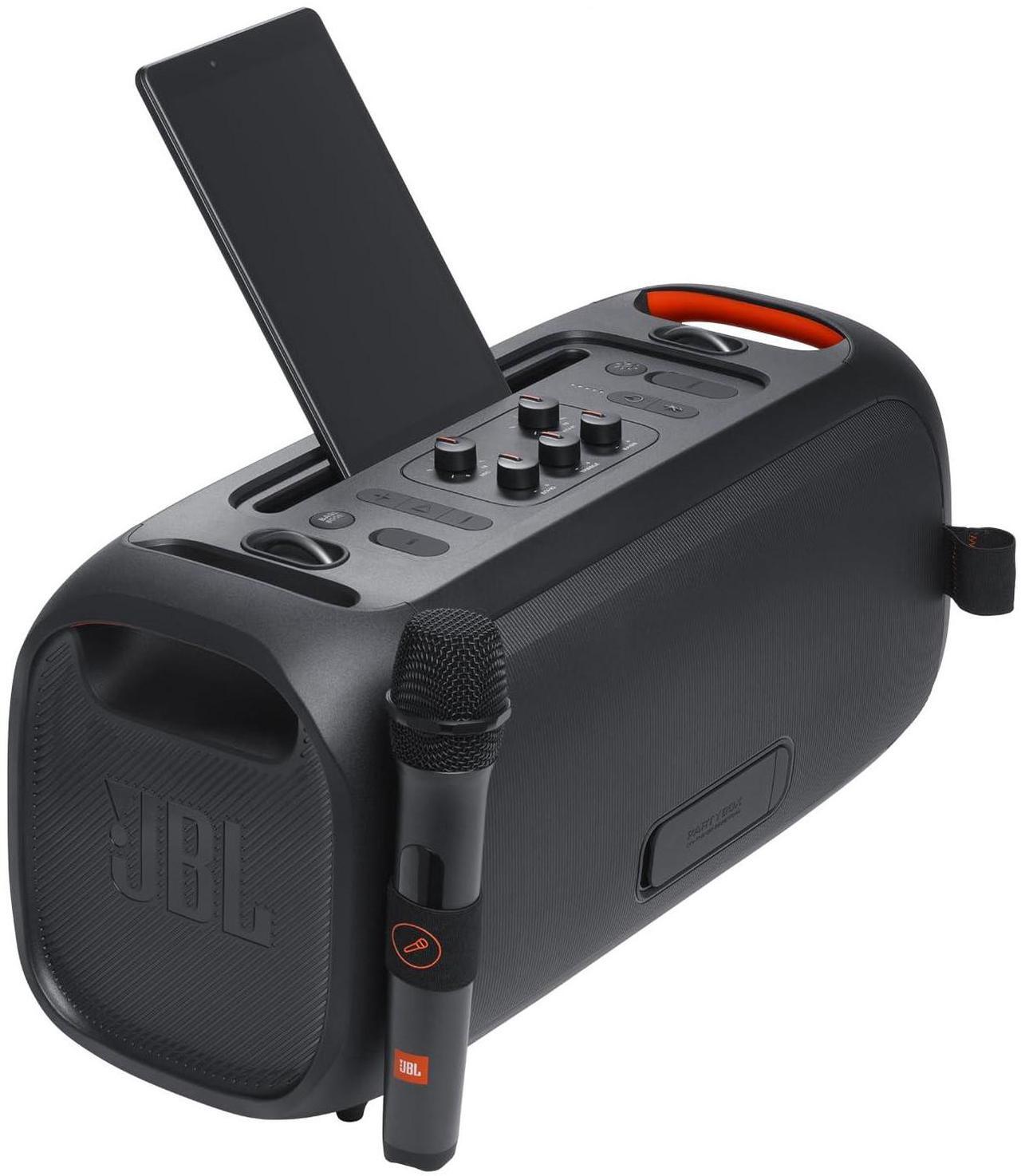 Alt view image 13 of 18 - JBL PartyBox On-The-Go Essential - Portable party speaker with built-in lights and wireless mic, Amazing Pro Sound, IPX4 splashproof protection, 6 hours of playtime, Convenient shoulder strap