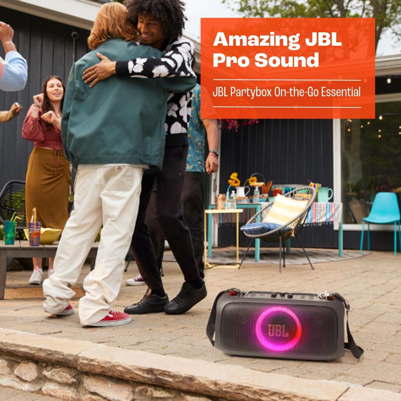 Alt view image 17 of 18 - JBL PartyBox On-The-Go Essential - Portable party speaker with built-in lights and wireless mic, Amazing Pro Sound, IPX4 splashproof protection, 6 hours of playtime, Convenient shoulder strap