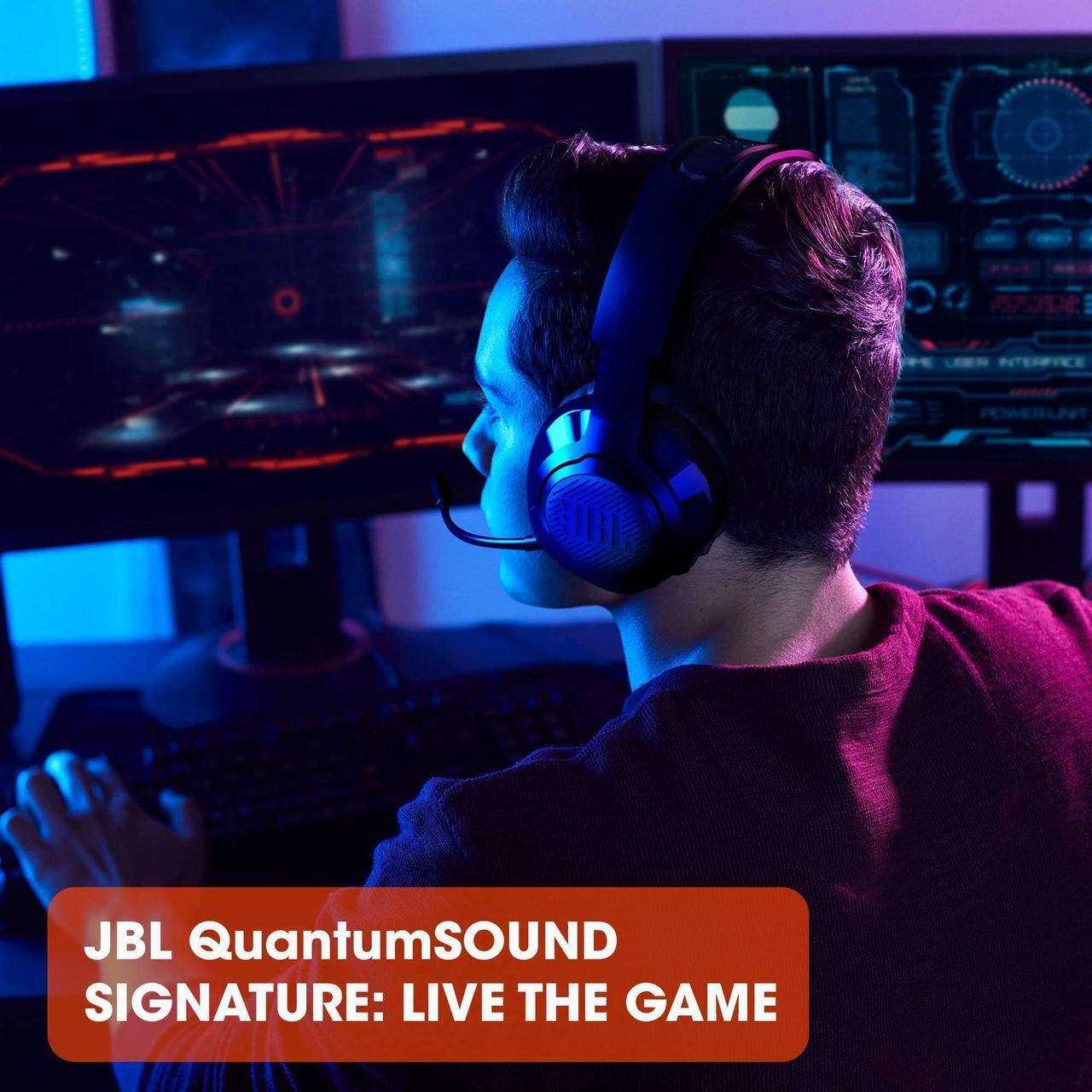 Alt view image 12 of 17 - Harman JBL Quantum 350 Wireless headset - Stereo - Wireless - 32 Ohm - 20 Hz - 20 Hz - On-ear, Over-the-head - Binaural - Ear-cup - 3.28 ft Cable - Omni-directional Microphone Model JBLQ350WLBLKAM