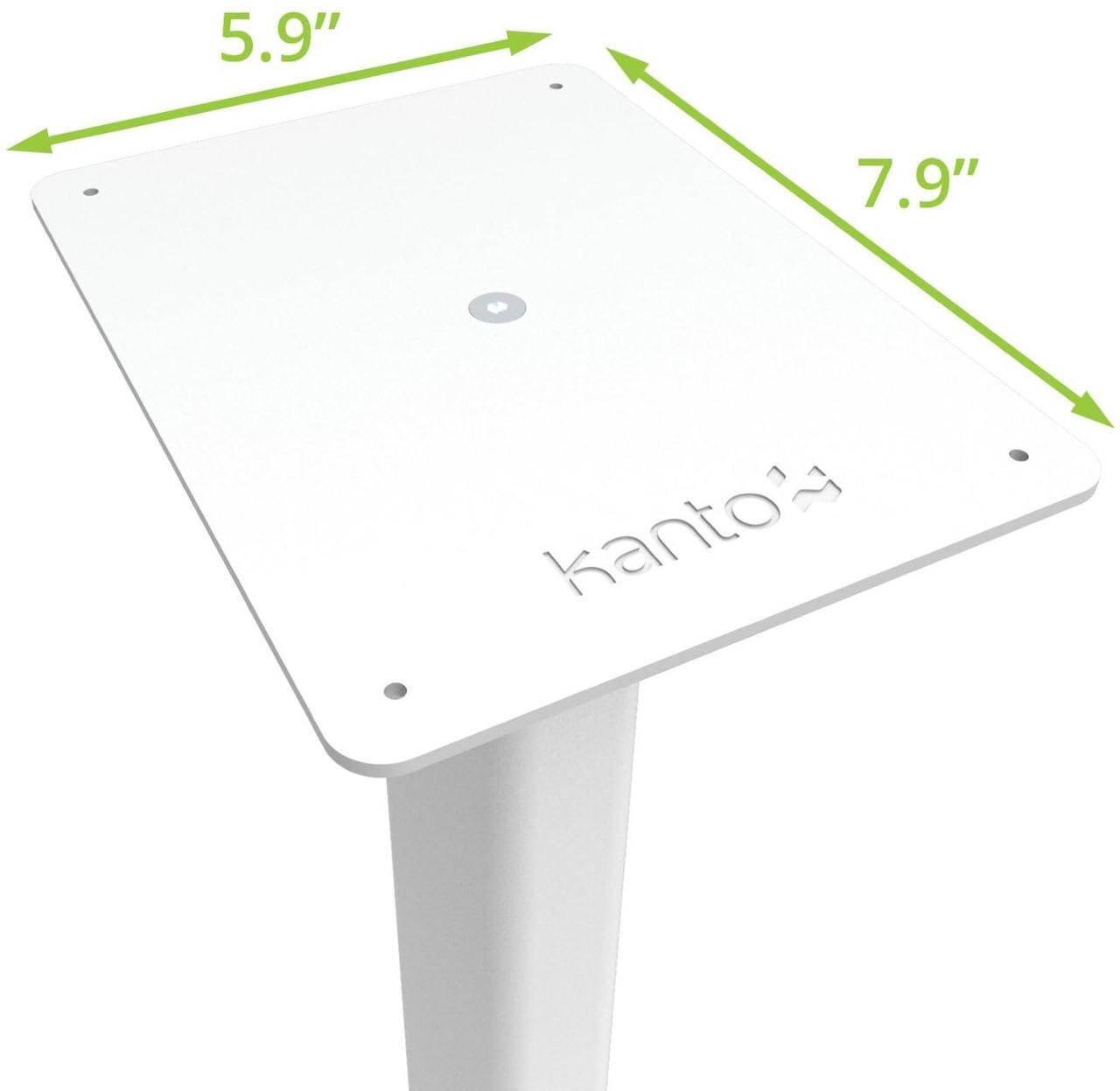 Alt view image 2 of 7 - Kanto ST34 34 Universal Speaker Floor Stands for Bookshelf Speakers up to 30 lbs | Improved Sound | Hidden Cable Management | White MDF Base | Pair