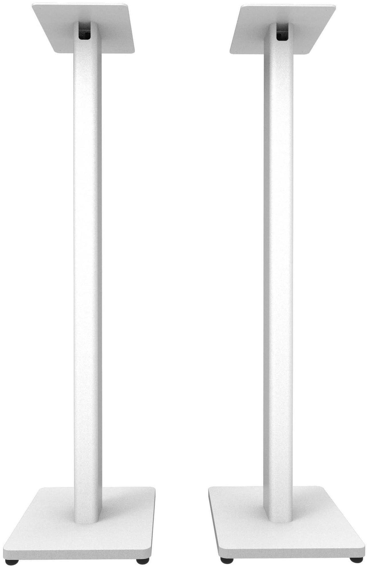 Alt view image 6 of 7 - Kanto ST34 34 Universal Speaker Floor Stands for Bookshelf Speakers up to 30 lbs | Improved Sound | Hidden Cable Management | White MDF Base | Pair
