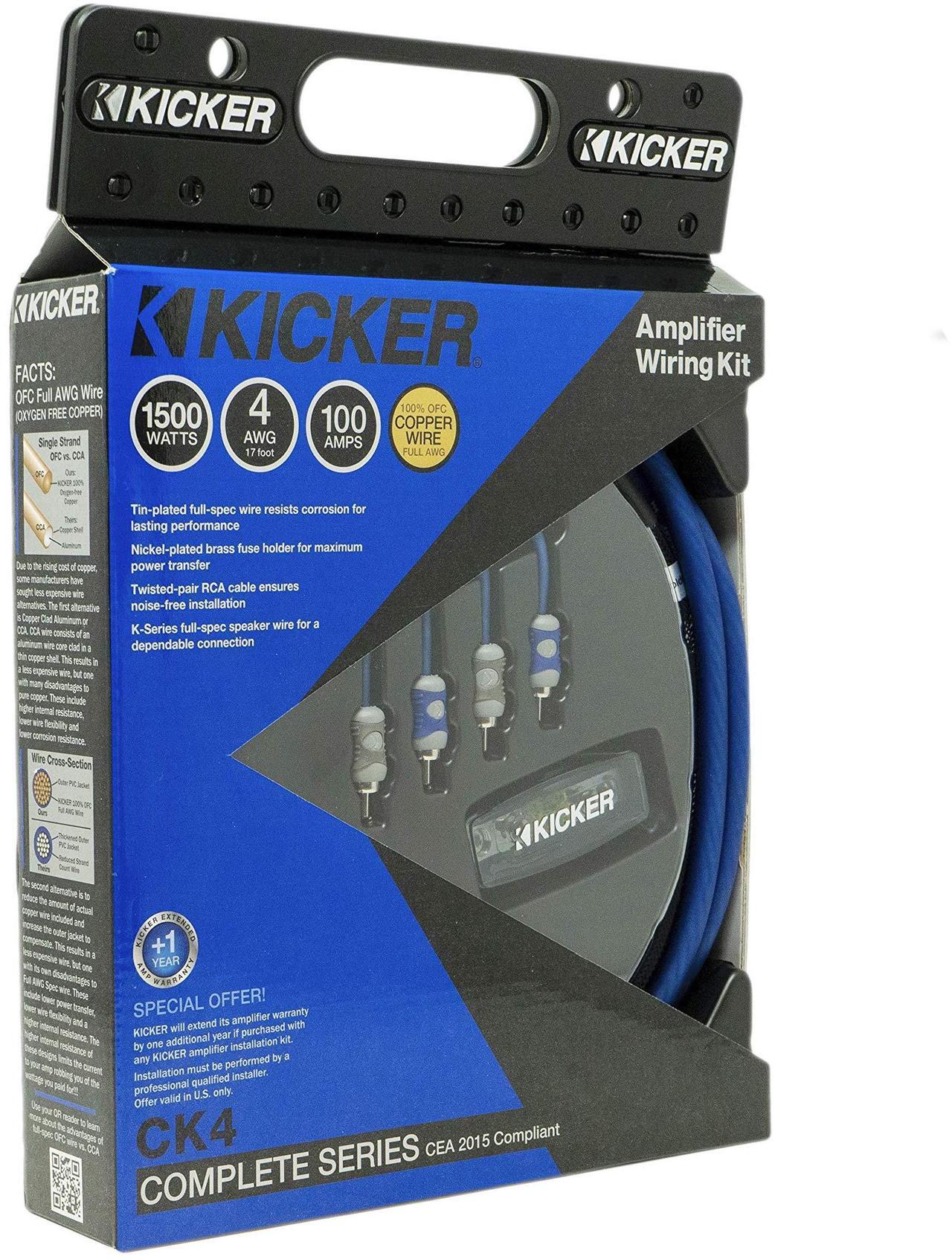 Alt view image 4 of 5 - New Kicker 46Ck4 C-Series 4Awg 2-Channel Amplifier Power Kit