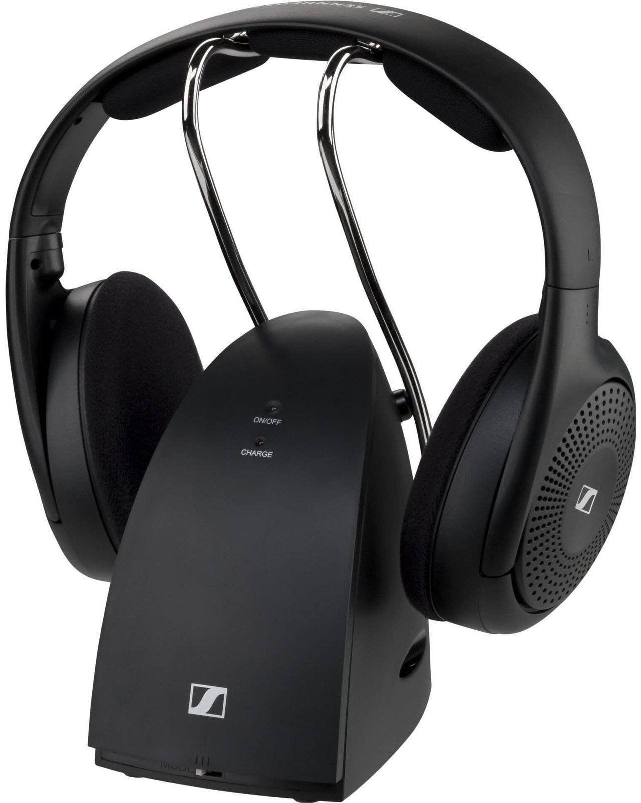 Main image of Sennheiser RS 120-W On-Ear Wireless Headphones for Crystal-clear TV Listening with 3 Sound Modes, Lightweight Design, Easy Volume Control, 60 m Range and Convenient Transmitter/Charger Combo - Black