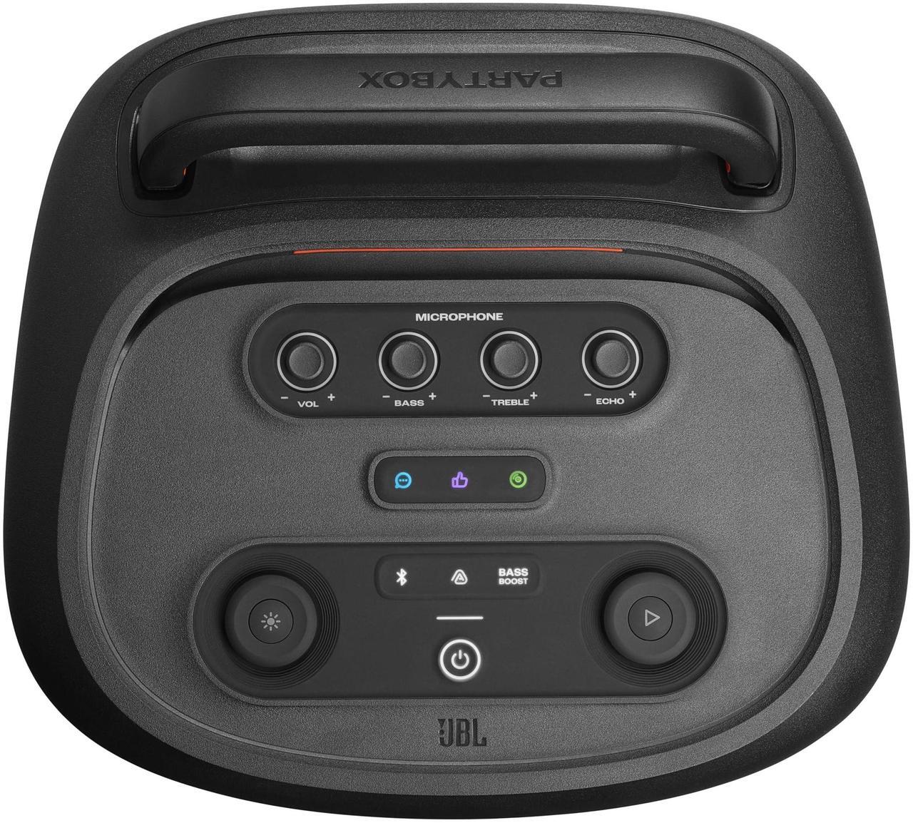 Alt view image 2 of 6 - JBL PartyBox 520 - Portable Battery-Powered Party Speaker with AI Sound Boost, Up to 15 Hours of Play time, IPX4 Splash Proof, Multi-Speaker Connection by Auracast, and Telescopic Handle (Black)