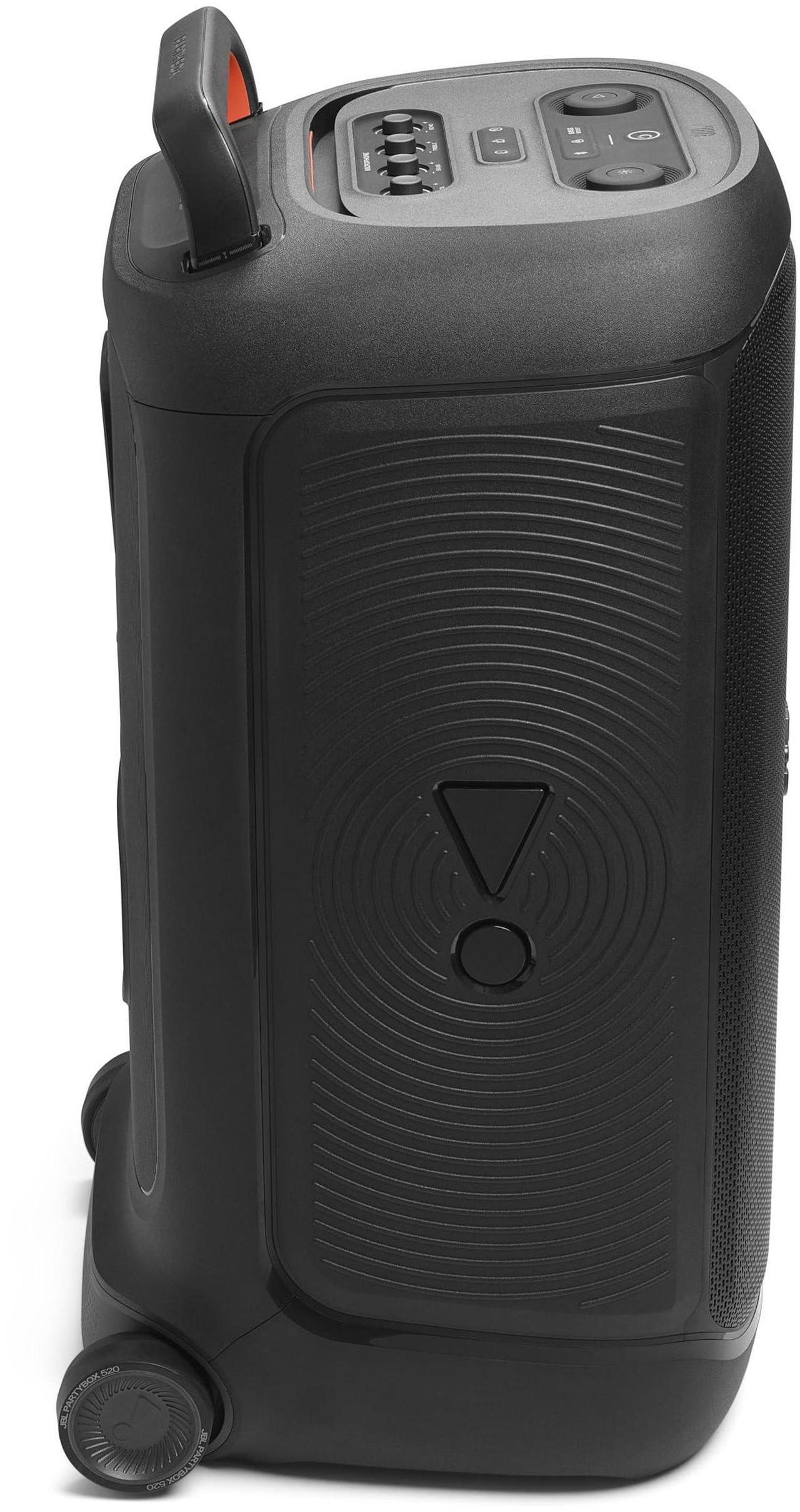 Alt view image 6 of 6 - JBL PartyBox 520 - Portable Battery-Powered Party Speaker with AI Sound Boost, Up to 15 Hours of Play time, IPX4 Splash Proof, Multi-Speaker Connection by Auracast, and Telescopic Handle (Black)