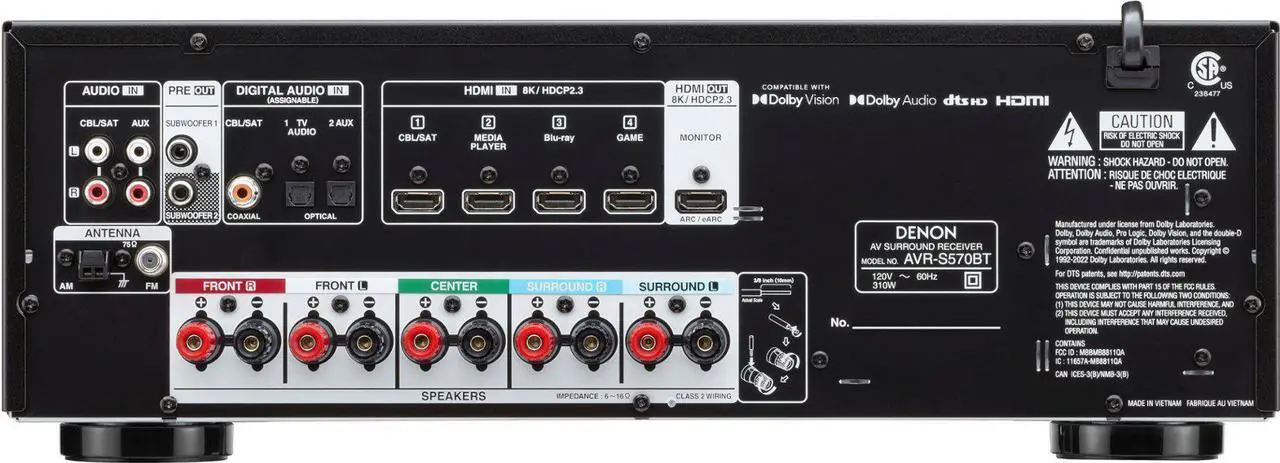 Alt view image 2 of 5 - Denon AVR-S570BT 5.2 Channel AV Receiver - 8K HD Audio & Video Receiver, Enhanced Gaming Experience, Wireless Streaming via Built-in Bluetooth - Certified Refurbished by DENON