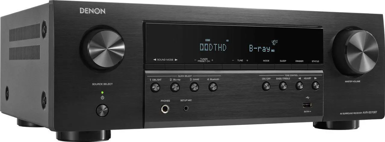 Alt view image 3 of 5 - Denon AVR-S570BT 5.2 Channel AV Receiver - 8K HD Audio & Video Receiver, Enhanced Gaming Experience, Wireless Streaming via Built-in Bluetooth - Certified Refurbished by DENON