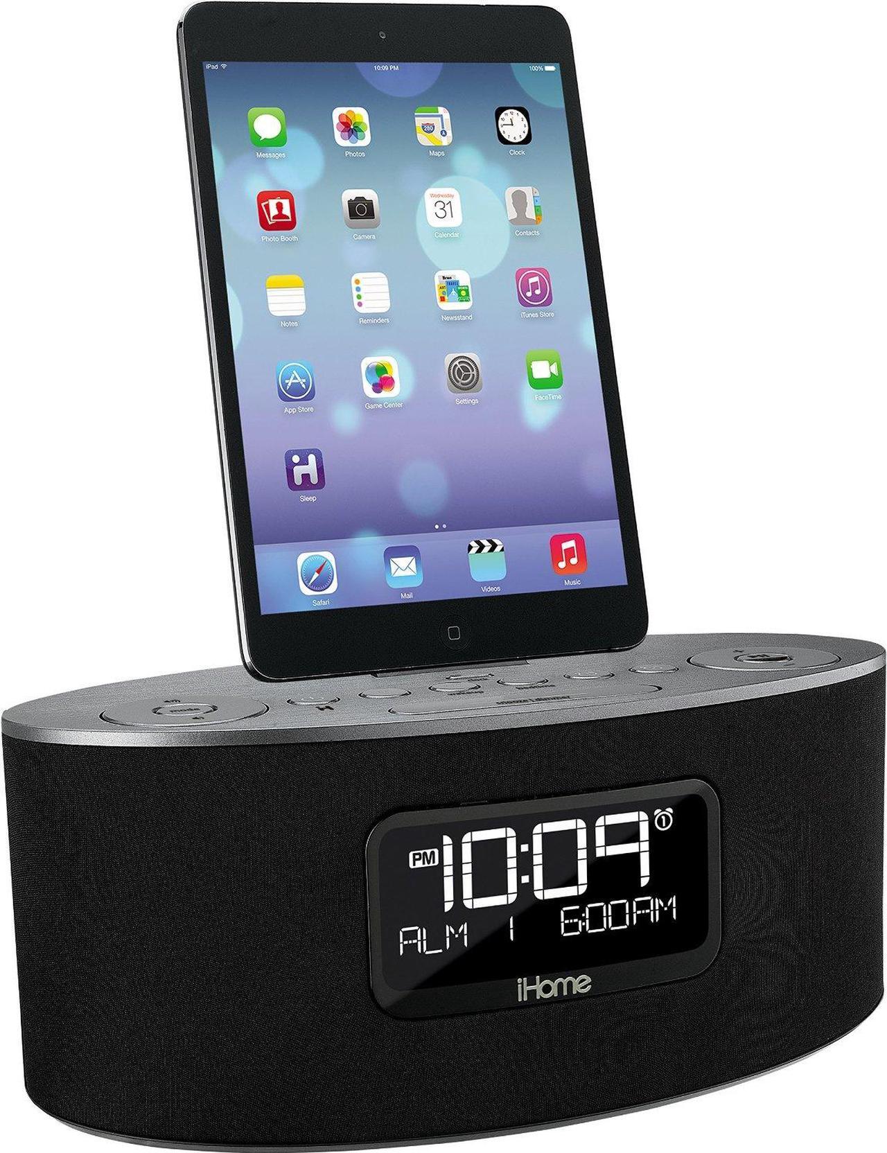 Alt view image 2 of 15 - iHome iDL46 Stereo Dual Alarm Clock Radio for iPad, iPhone&  iPod, Gray