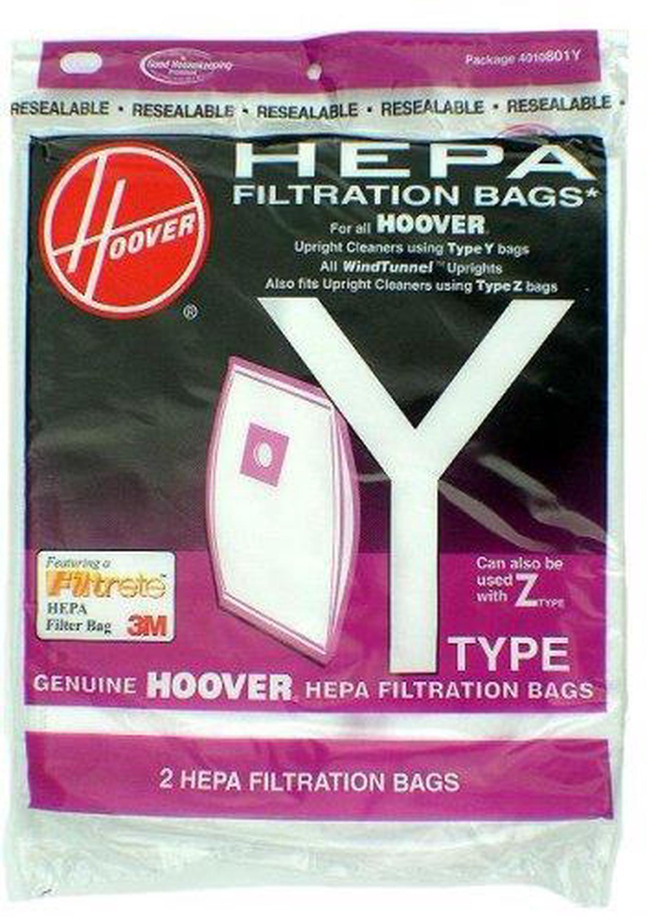 Alt view image 2 of 7 - HEPA AH10040 Y Filtration Bags for Hoover Upright Cleaners 2/Pack