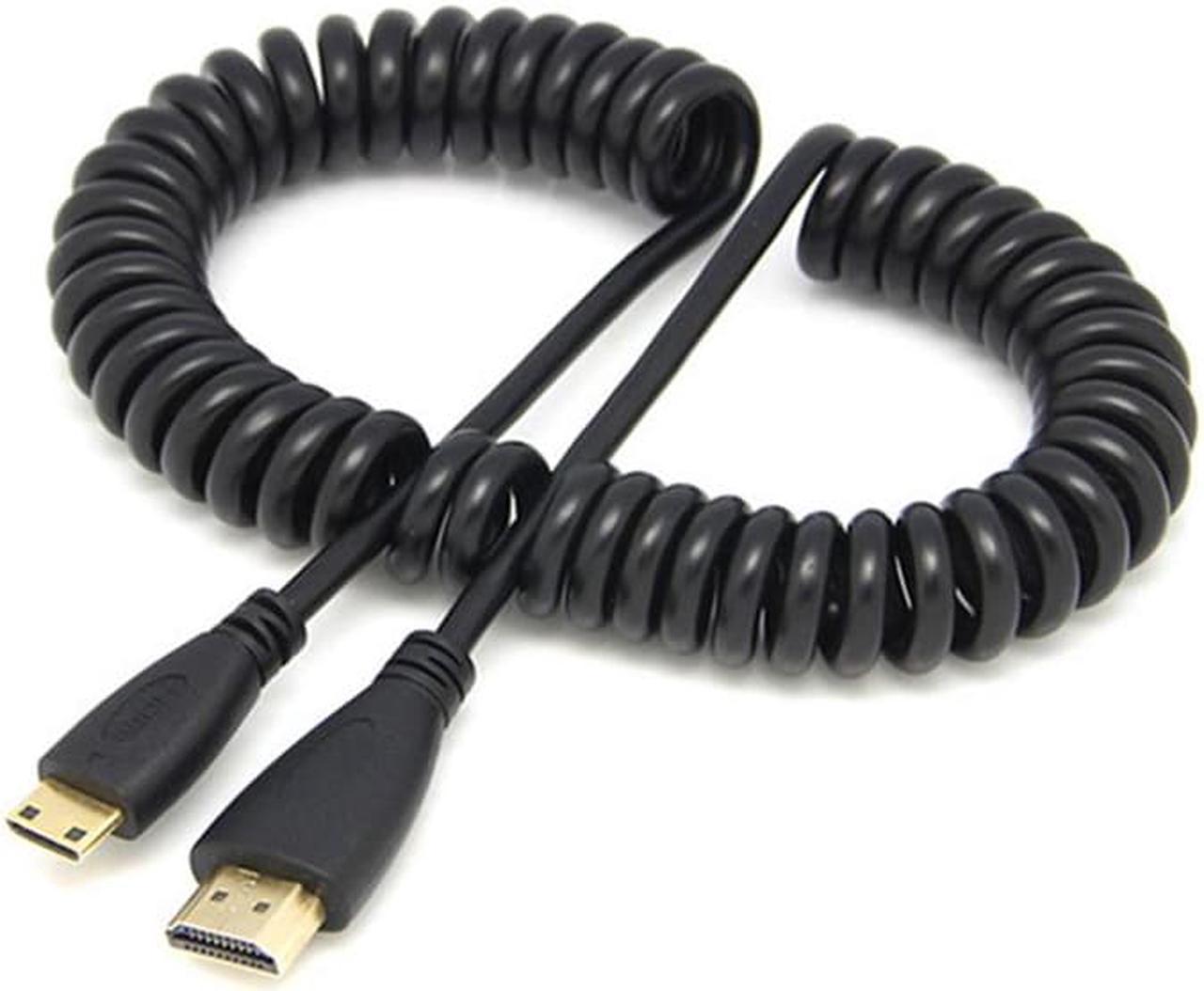 High Speed Mini HDMI to HDMI Spring elastic Curl Cable V1.4 3D for Sony Canon Camcorders strong Scalability