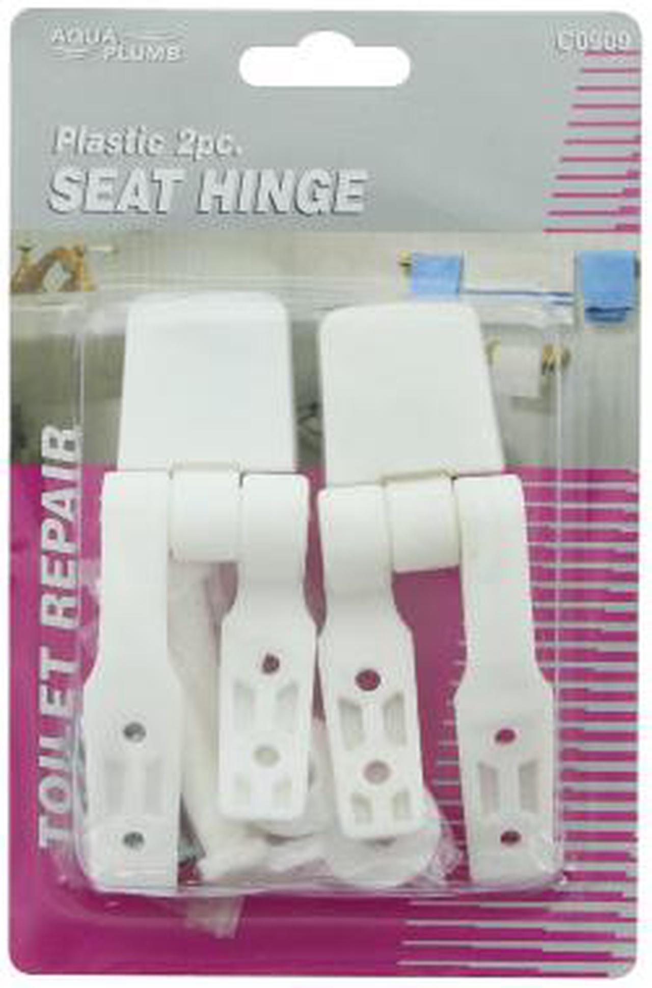 Main image of Aqua Plumb C0909 White Plastic Toilet Seat Hinge, Top Mount Style