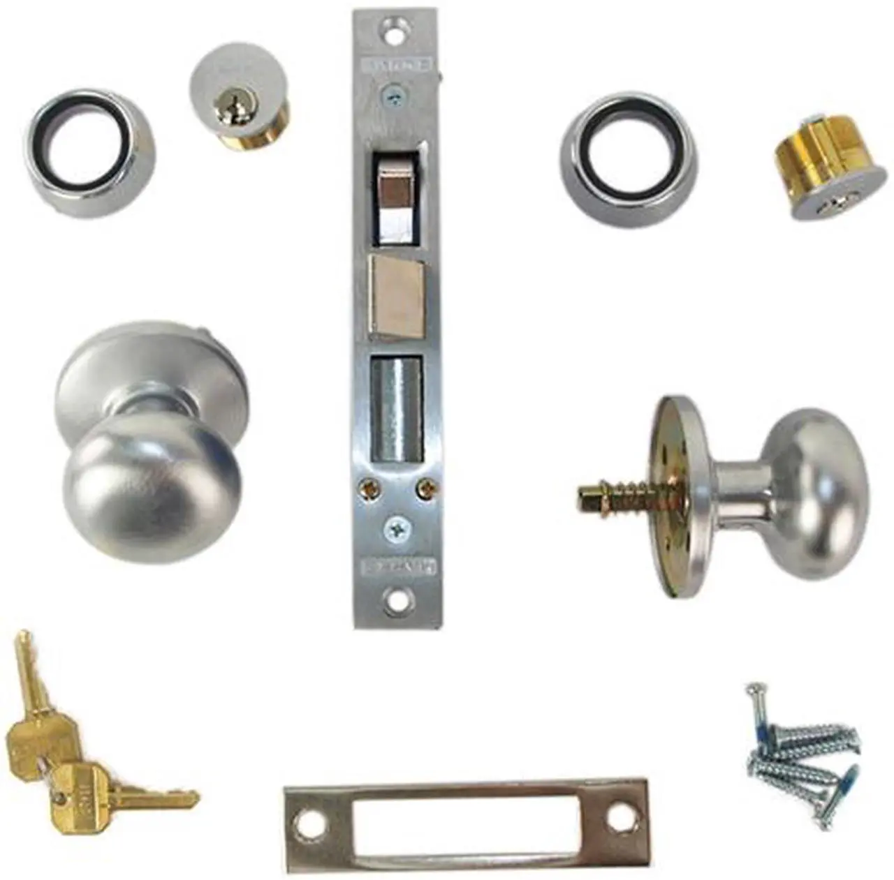 Alt view image 4 of 4 - Marks 22AC LHR Satin Chrome Finish Double Cylinder Iron Gate Ornamental Mortise Lockset with 2-1/2" Backset