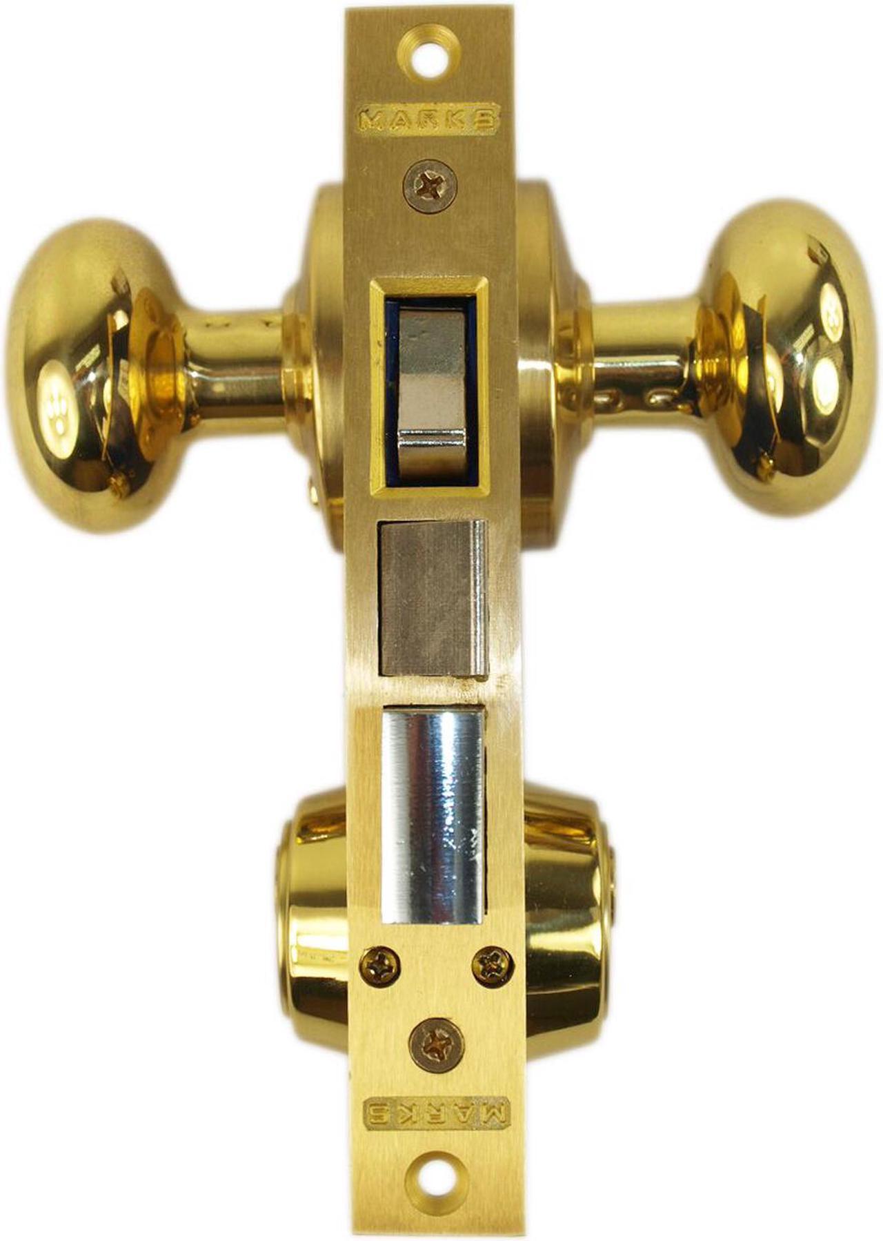 Alt view image 2 of 4 - Marks 22AC LHR Polished Brass Finish Left Hand Reverse Double Cylinder Iron Gate Ornamental Mortise Lock Set with 2-1/2" Backset