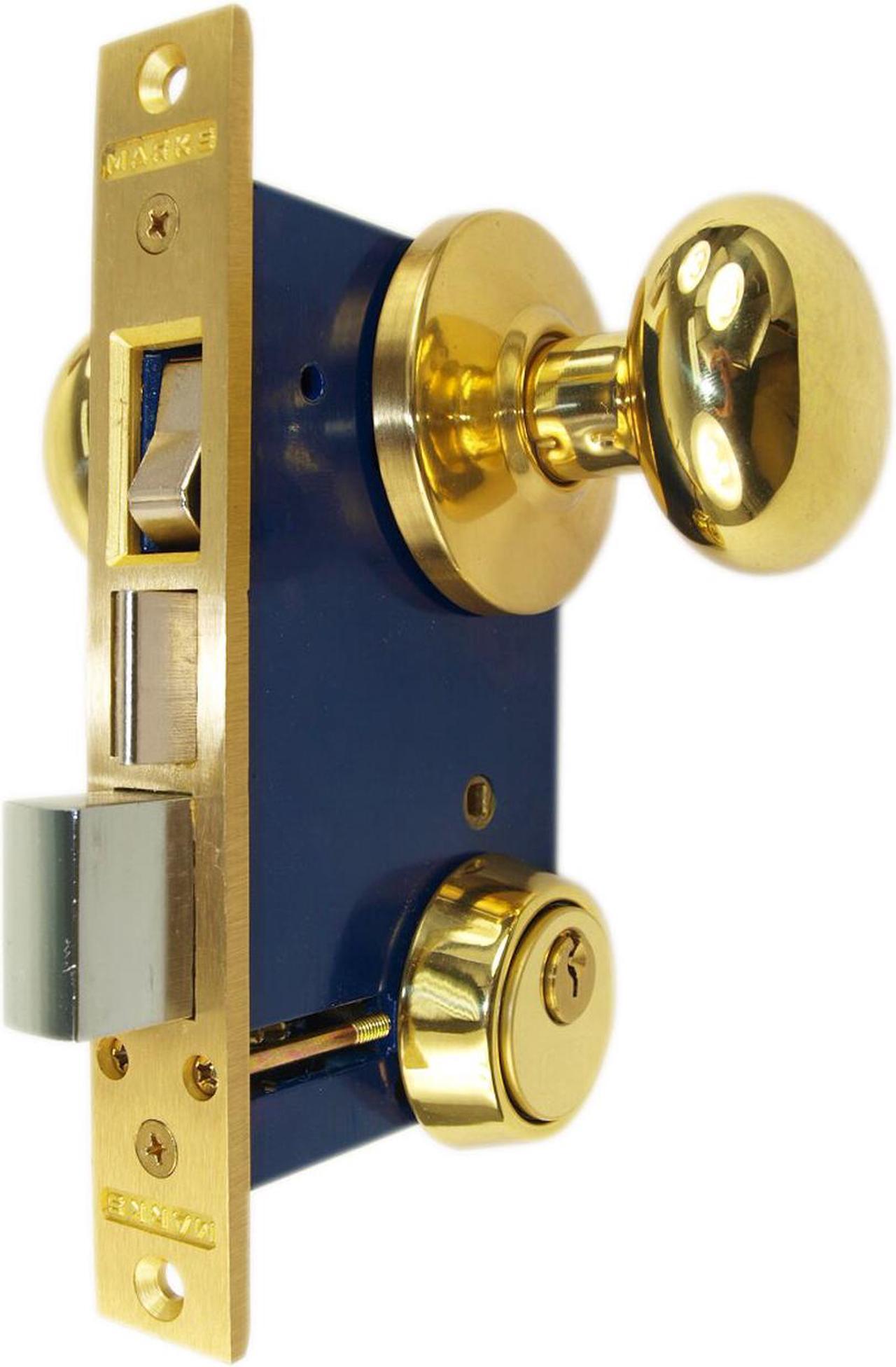 Main image of Marks 22AC LHR Polished Brass Finish Left Hand Reverse Double Cylinder Iron Gate Ornamental Mortise Lock Set with 2-1/2" Backset