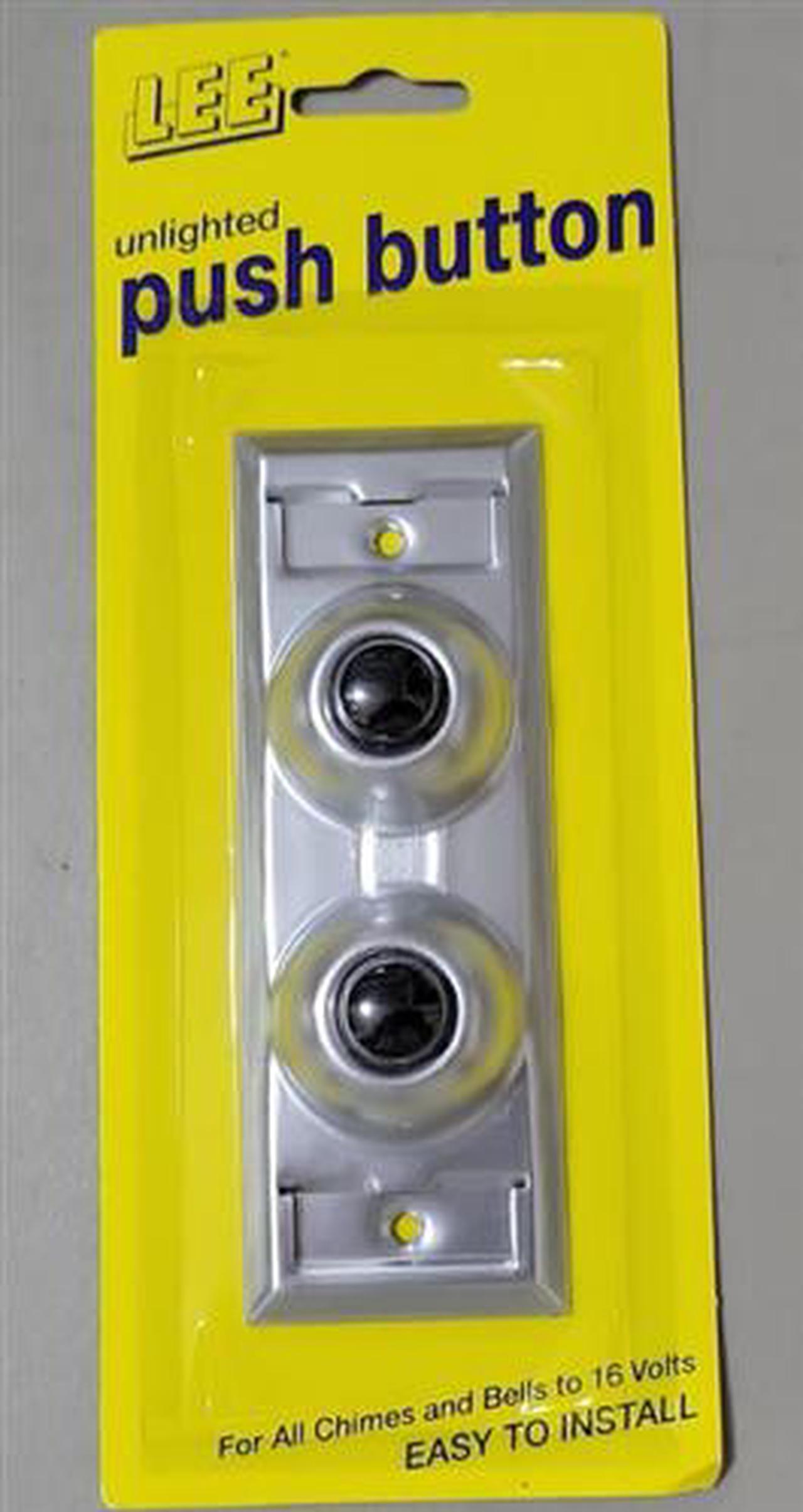 Main image of Lee Electric, BC203C, Chrome, Wired Classic Two Gang Family Unlighted Push Button, With Black Button For Bell