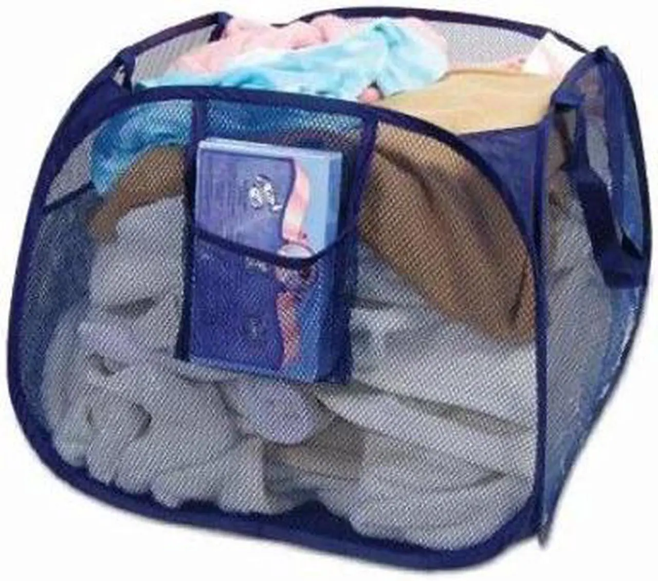 Main image of Pro Mart, 3566074, Blue, Pyramid Pop Up Hamper, With Carry Handle & Pockets