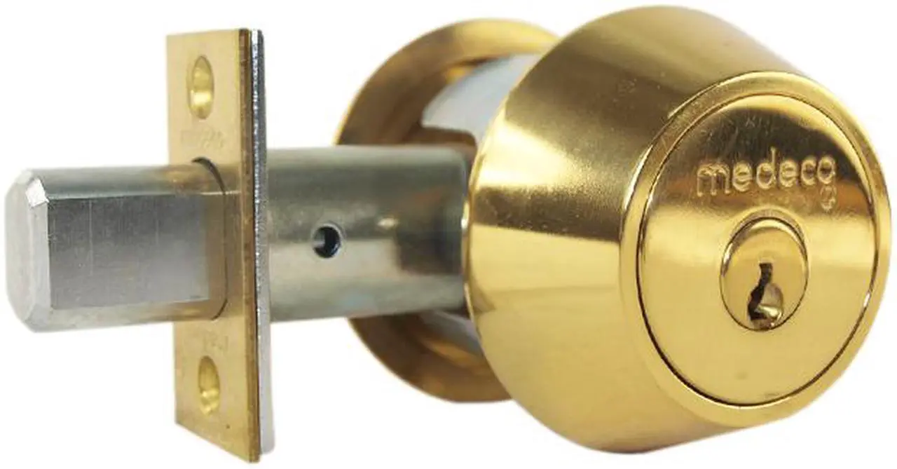 Main image of Medeco 11-0102-05-00 Bright Brass, Double Cylinder Tubular Deadlock Deadbolt Key On Both Sides 2-3/8" Backset, 00 Keyway HIGH SECURITY