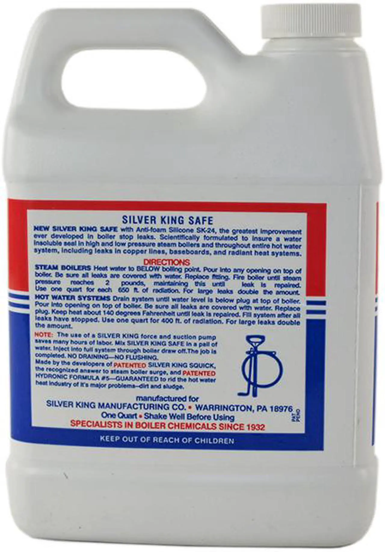 Alt view image 2 of 3 - Silver King, SBSL, 1 Quart, SAFE LIQUID BOILER STOP LEAK With Anti-Foam Silicone SK-24