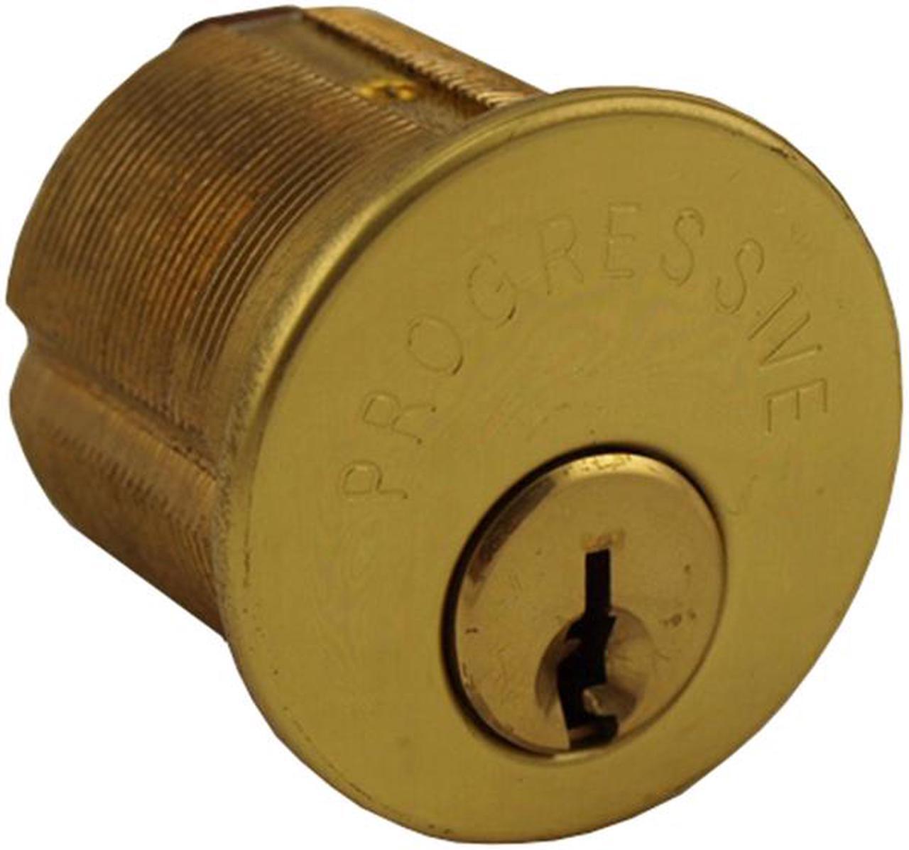 Main image of Progressive, PMC3, US3 Polished Brass, Solid Brass Replacement 1-1/8" Mortise Cylinder Lock, Segal Keyway