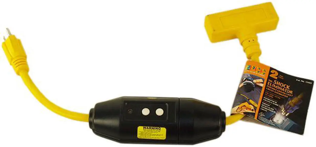 Alt view image 2 of 3 - Power Cords & Cables PCC, 12402, 2', 12/3 SJTW, The Shock Eliminator, Portable Ground Fault Circuit Interrupter Extension Cord