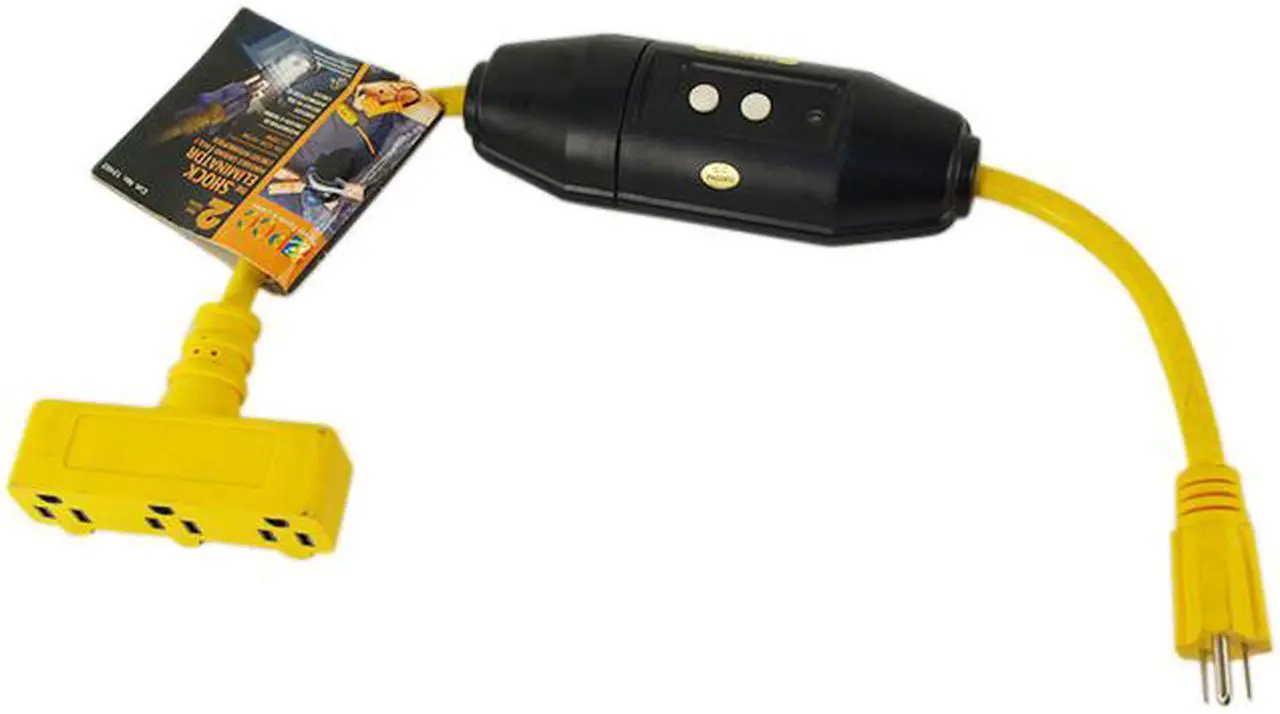 Main image of Power Cords & Cables PCC, 12402, 2', 12/3 SJTW, The Shock Eliminator, Portable Ground Fault Circuit Interrupter Extension Cord