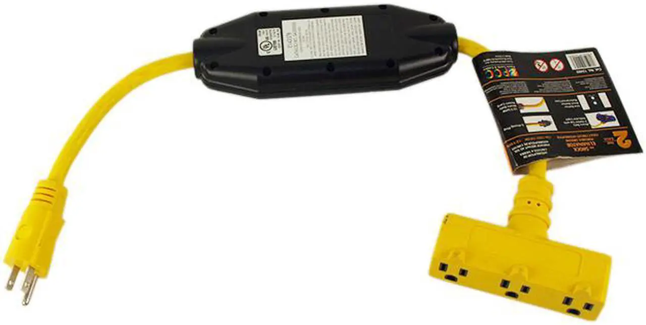 Alt view image 3 of 3 - Power Cords & Cables PCC, 12402, 2', 12/3 SJTW, The Shock Eliminator, Portable Ground Fault Circuit Interrupter Extension Cord