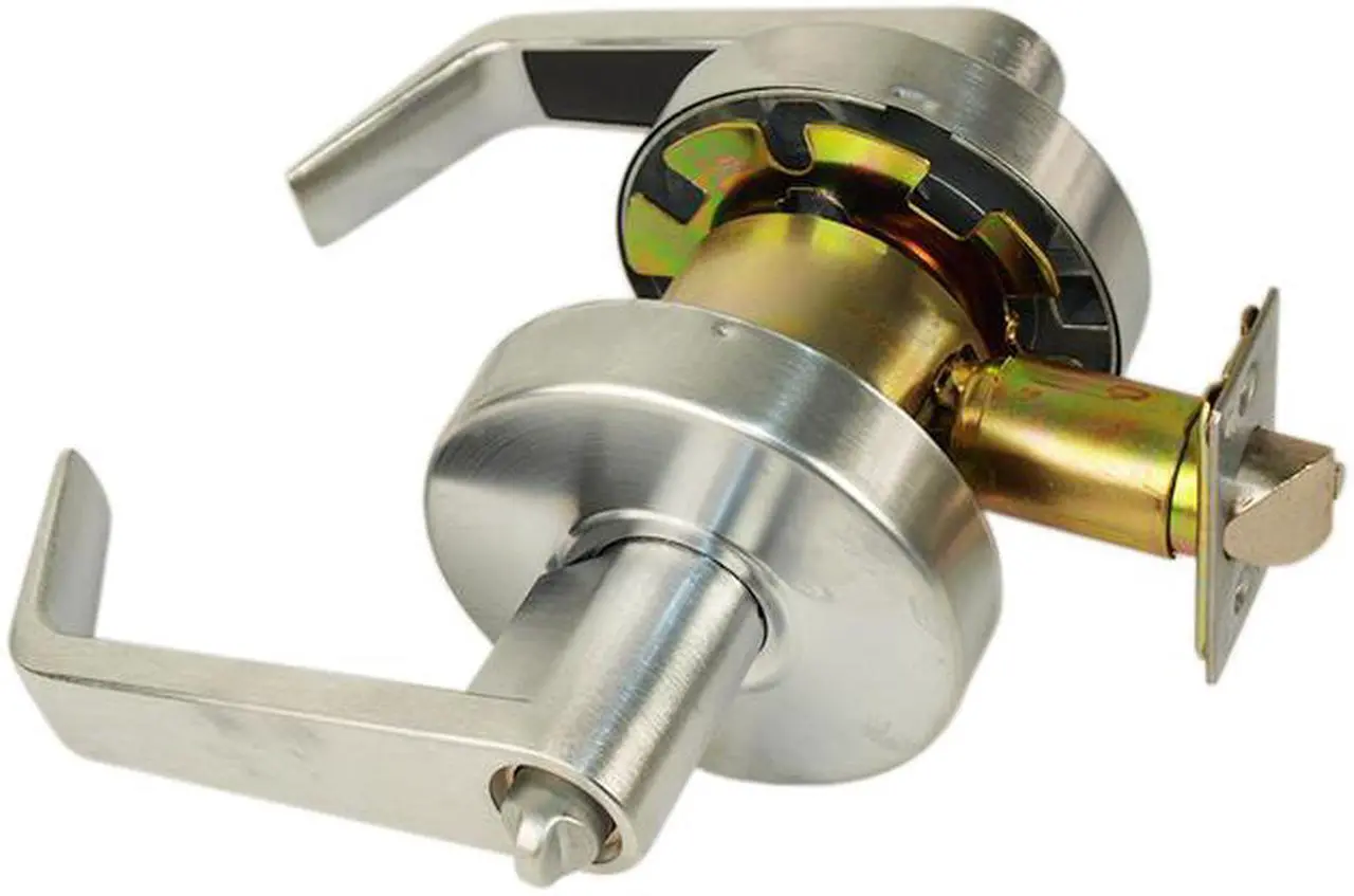 Alt view image 3 of 4 - Em-D-Kay L40026 (Like Trans Atlantic DX-LSV53-R) Satin Chrome US26D Grade 2 Entry Commercial Cylindrical ADA Angled Lever Lockset With 2-3/4" Backset